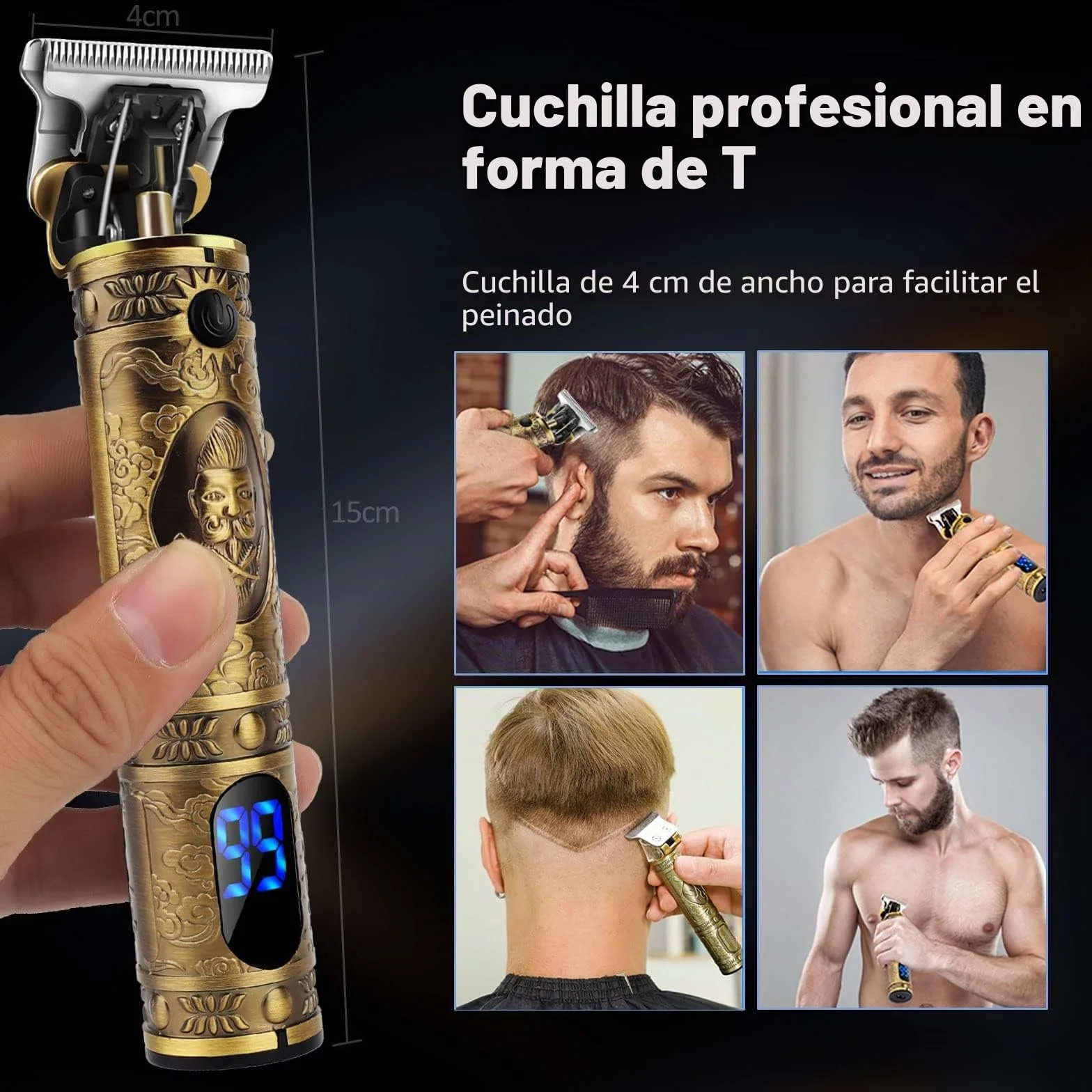 YiLFo Maquina Cortar Pelo Hombre Profesional Electrica LED Recortar Barba sin Cable