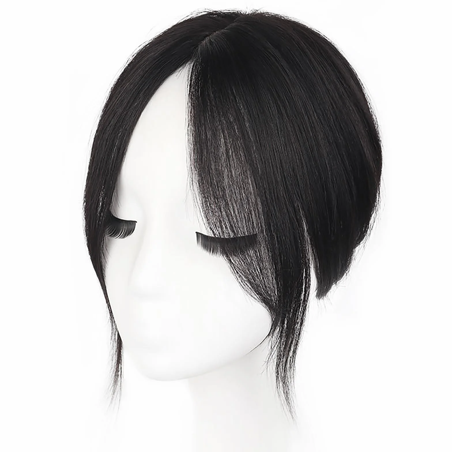 Toppers De Cabello for Cabello Fino Pelucas Humano Real for Mujeres Postizos Con Clip De 3" X 4" Tupé Negro Natural Extensiones De Cabello Con Cobertura 3D De 360° for Caída Del Cabello(32cm)