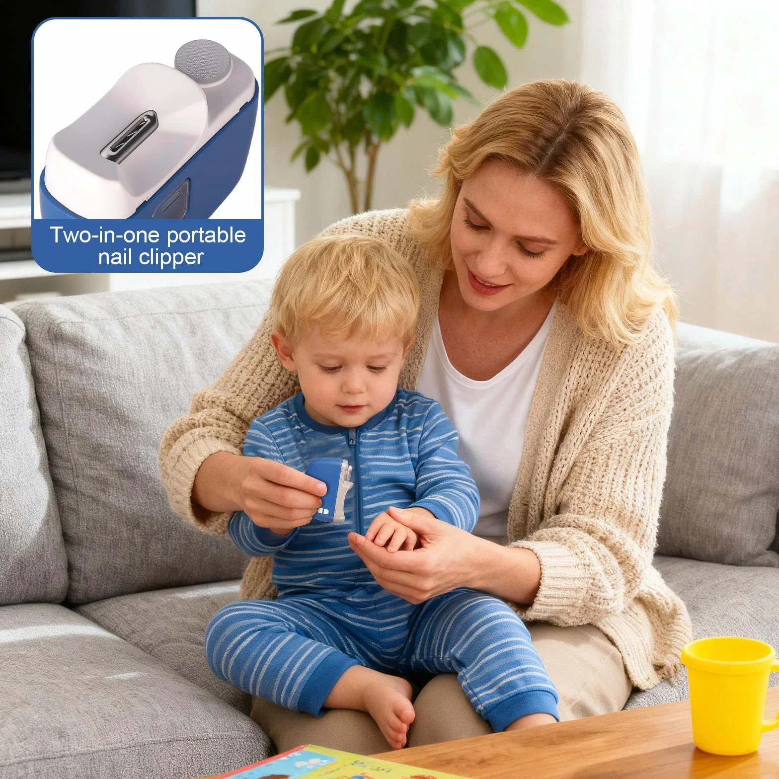 Cortaúñas Eléctrico Inteligente 300 mAh 2 en 1 Cortapúas y Pulidor Automático 2 Velocidades Recargable