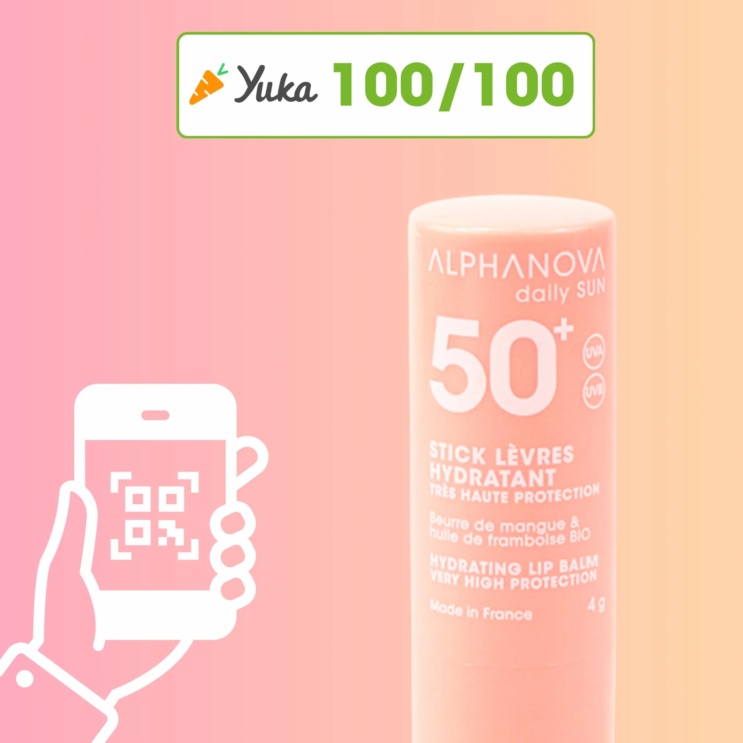ALPHANOVA Sante Pintalabios protector solar SPF50+, 4 g