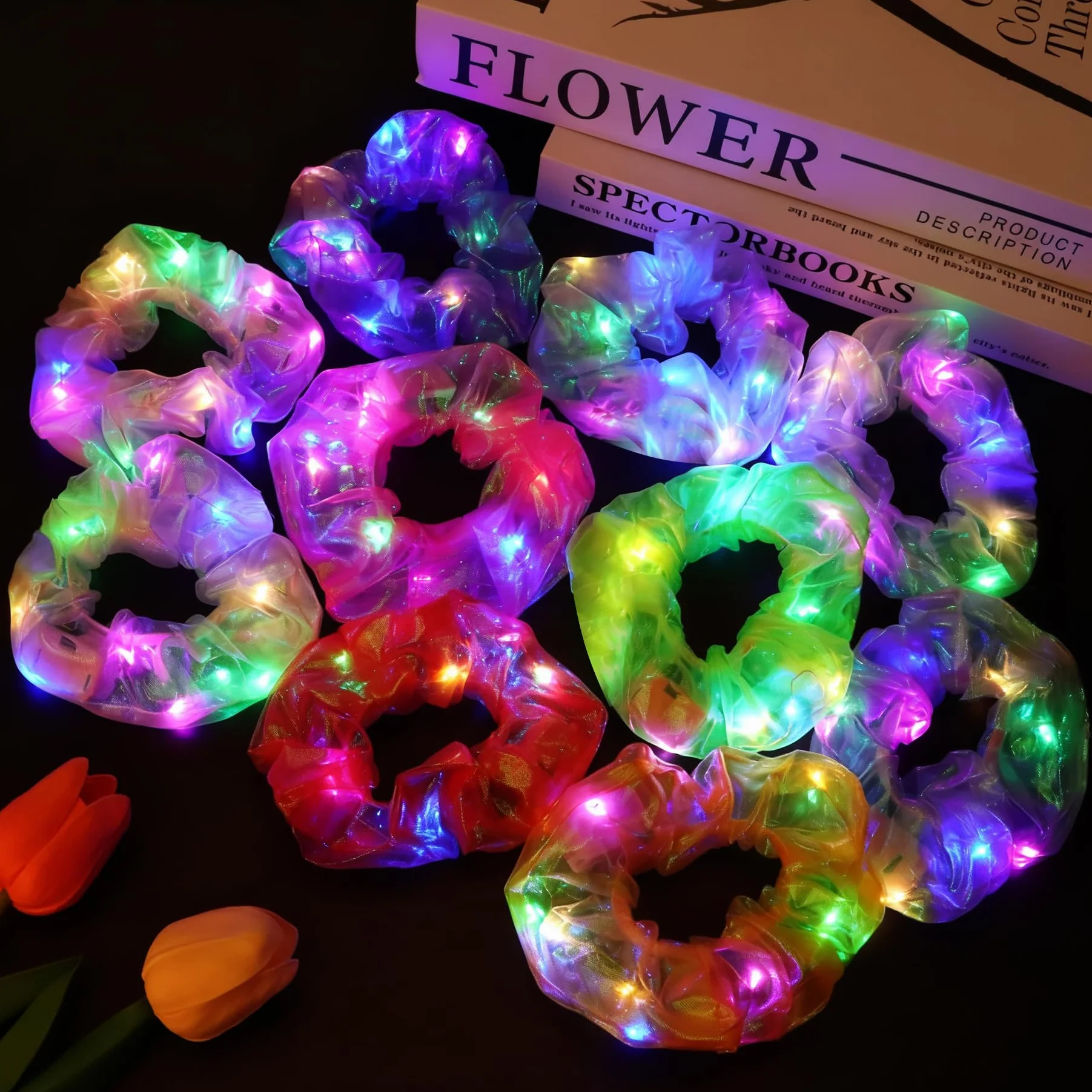 Coleteros LED para el Cabello, Lazos Luminosos 3 Modos de Luz, Elásticos Brillantes para Mujeres y Niñas