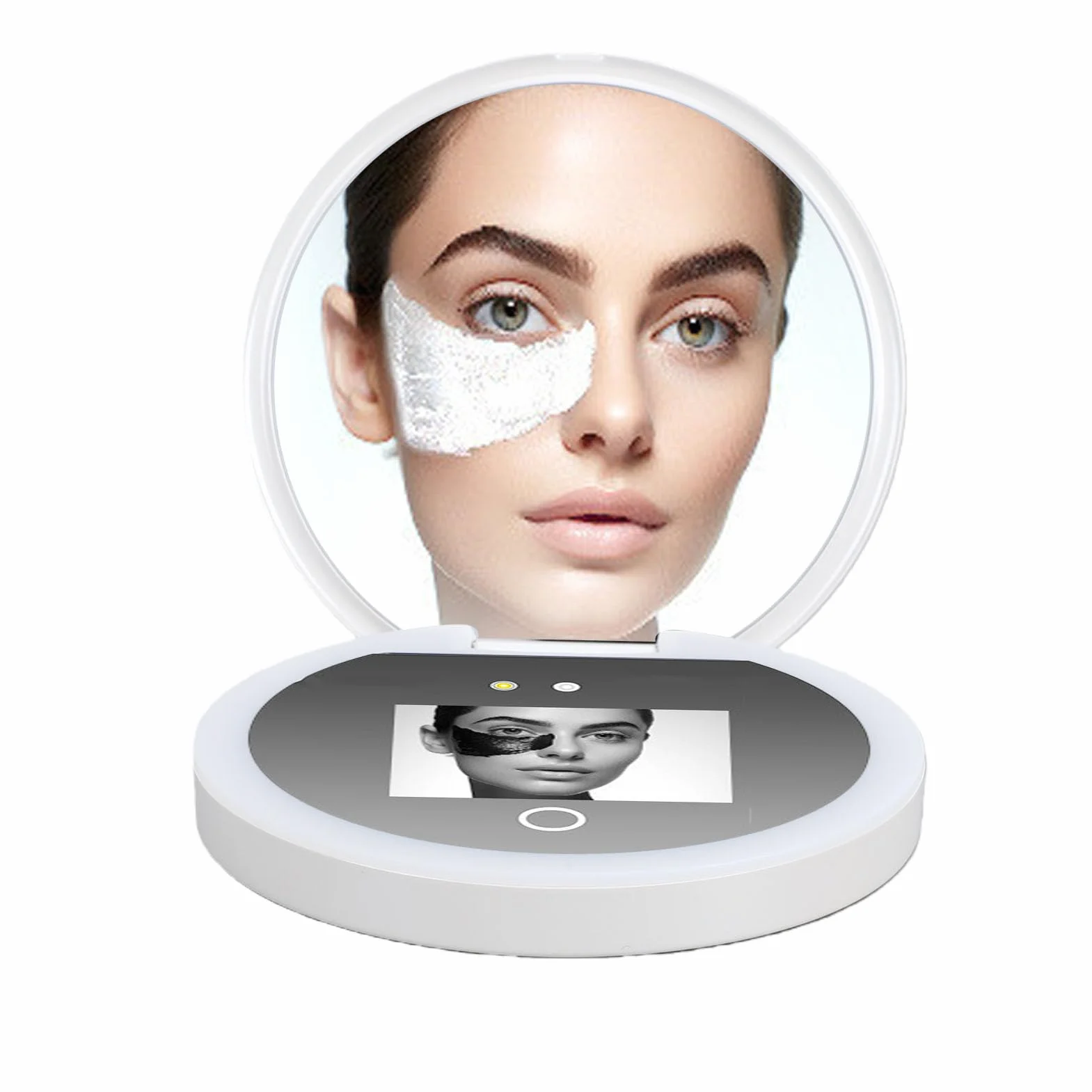 Tosuny Espejo de Cámara UV para Prueba de Protector Solar y Detección de SPF, Espejo de Maquillaje con Aumento 2X y Luz LED