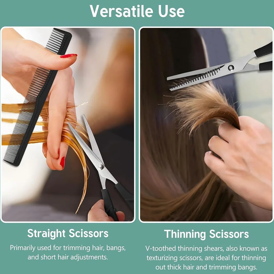 Kit De Tijeras De Peluquería Profesionales Para Corte De Pelo Hombre Mujer Niño Con Capa Peine Pinza