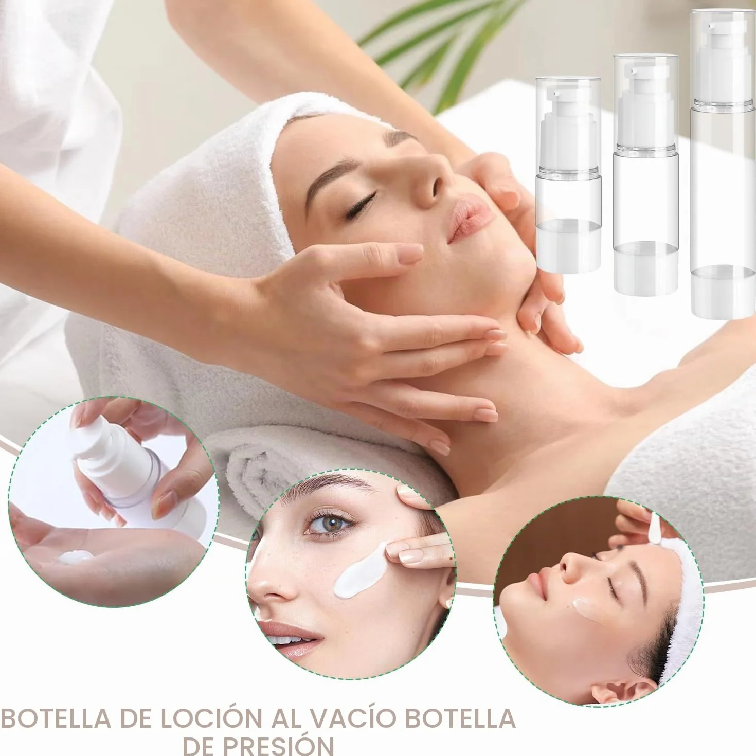 Dispensadores de Bomba sin Aire, Dispensador de Crema Vacío, Botellas de Viaje Rellenables con Pegatinas