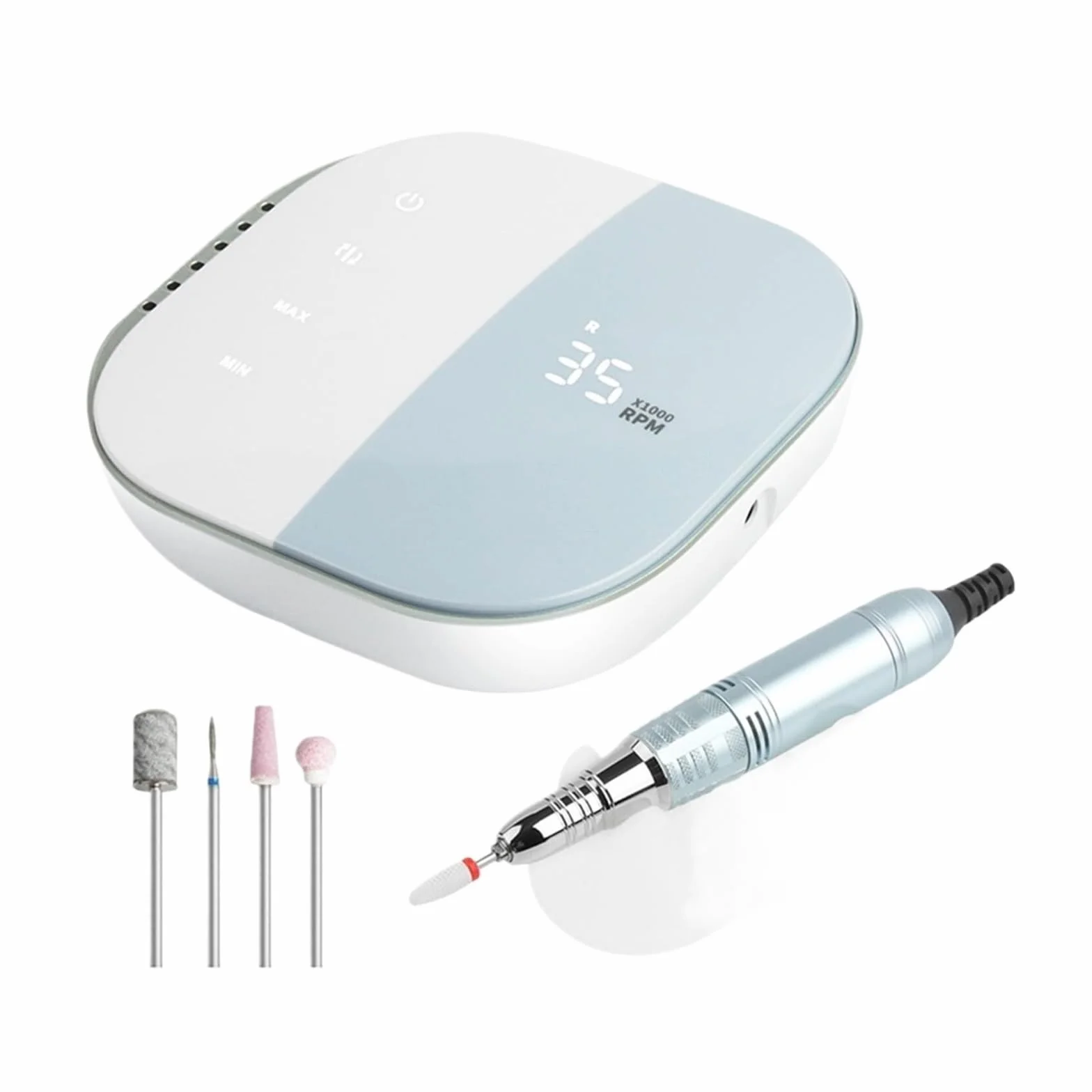 Taladro de uñas, Taladro Eléctrico Para Uñas, 35000 RPM Con Pantalla Táctil, Máquina De Manicura Pulidora Inalámbrica Recargable Para Entrenamiento Y Uso Doméstico para uñas acrílicas(Gray)