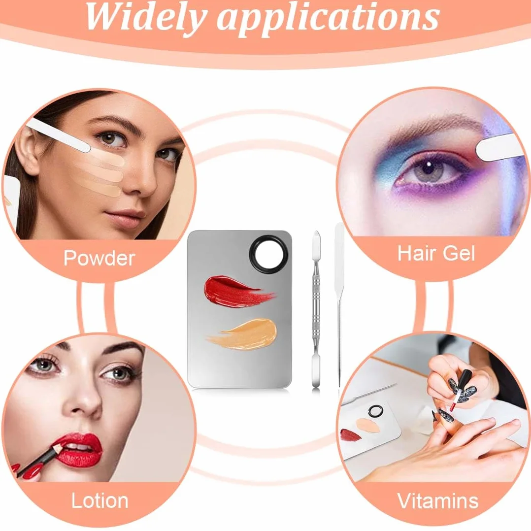 Espátula de Maquillaje de Acero Inoxidable 3 Piezas para Mezclar Base y Sombra de Ojos