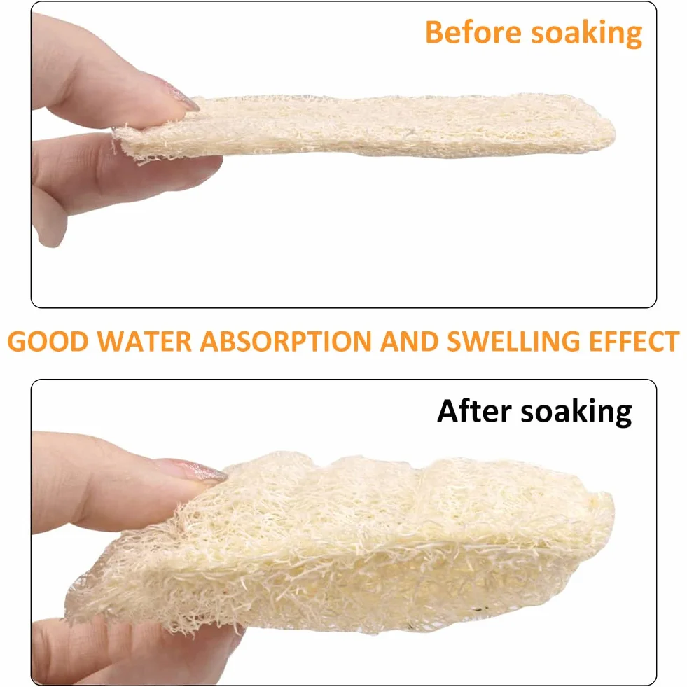 Natural Esponja Estropajo, Loofah Esponja 6 Piezas con Cordón, Ecológicas Biodegradables