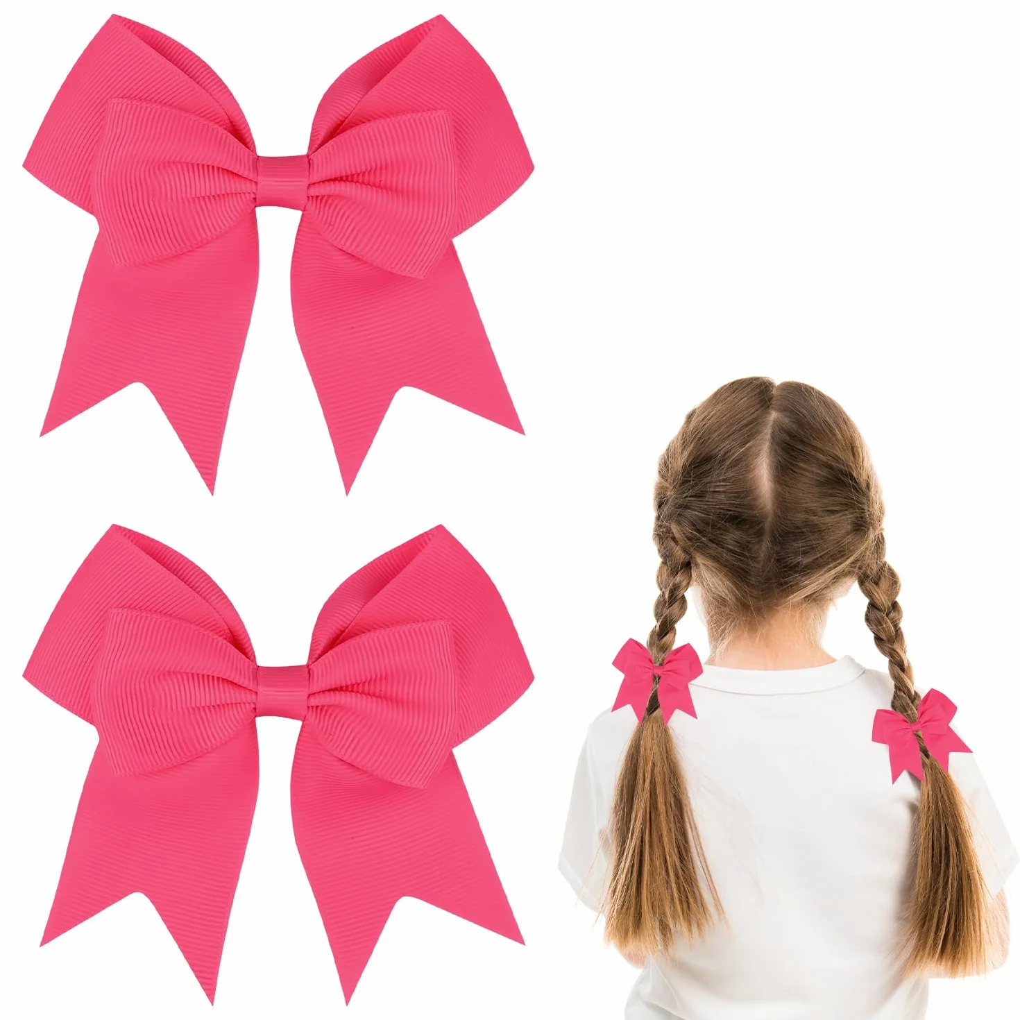 Juego de 2 Lazos para el Pelo Rosa Oscuro, Pinzas de Pelo Grande para Mujeres y Niñas