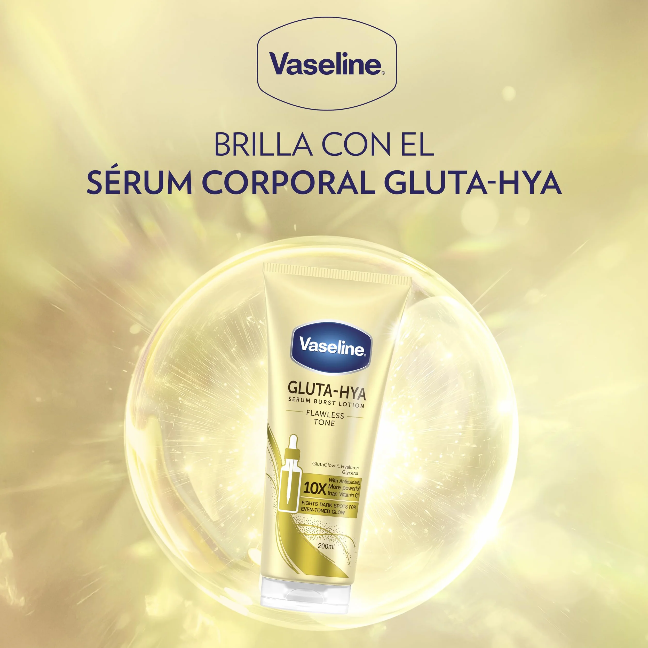 Vaseline Gluta-HYA Sérum Corporal Flawless Tone 200ml con Ácido Hialurónico y Glicerol