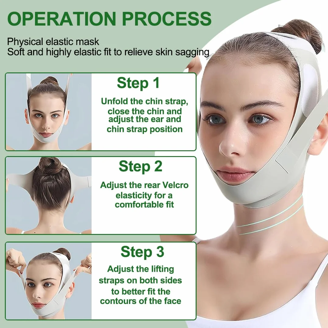 Reductor de Papada Mujer Correa Adelgazante Facial V Line Lifting Máscara