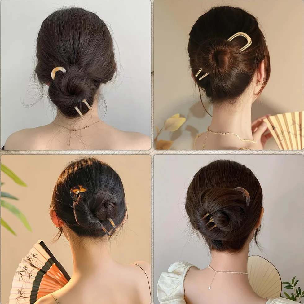 Aucuu Pinzas Francesas para el Cabello en Forma de U, 4pc Horquillas Francesas para Mujer