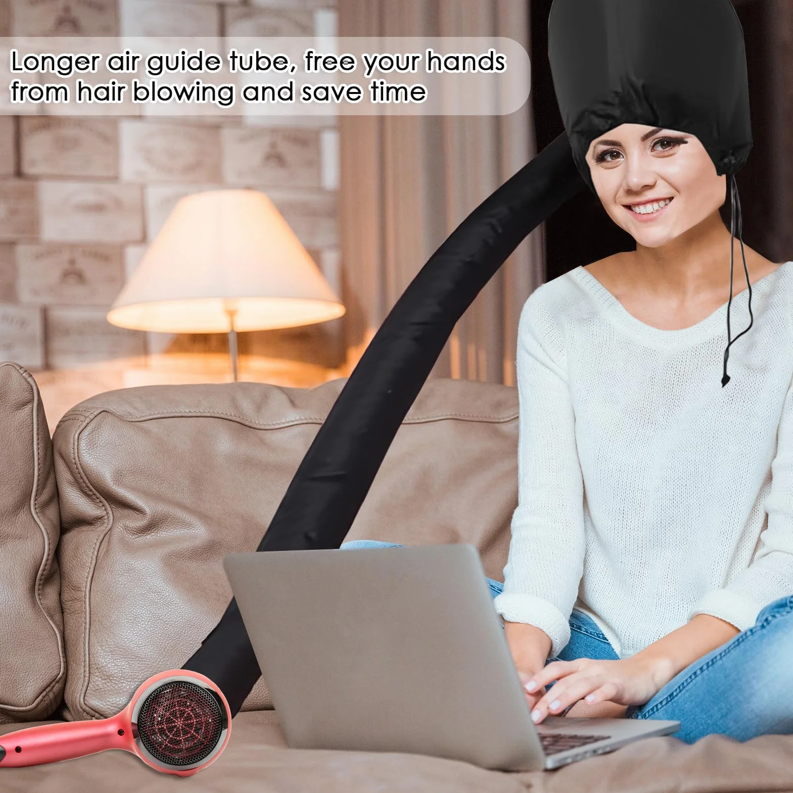 Gorro Secador de Pelo con Cordón Ajustable, Casco de Secado para Peinar, Rizar y Acondicionar
