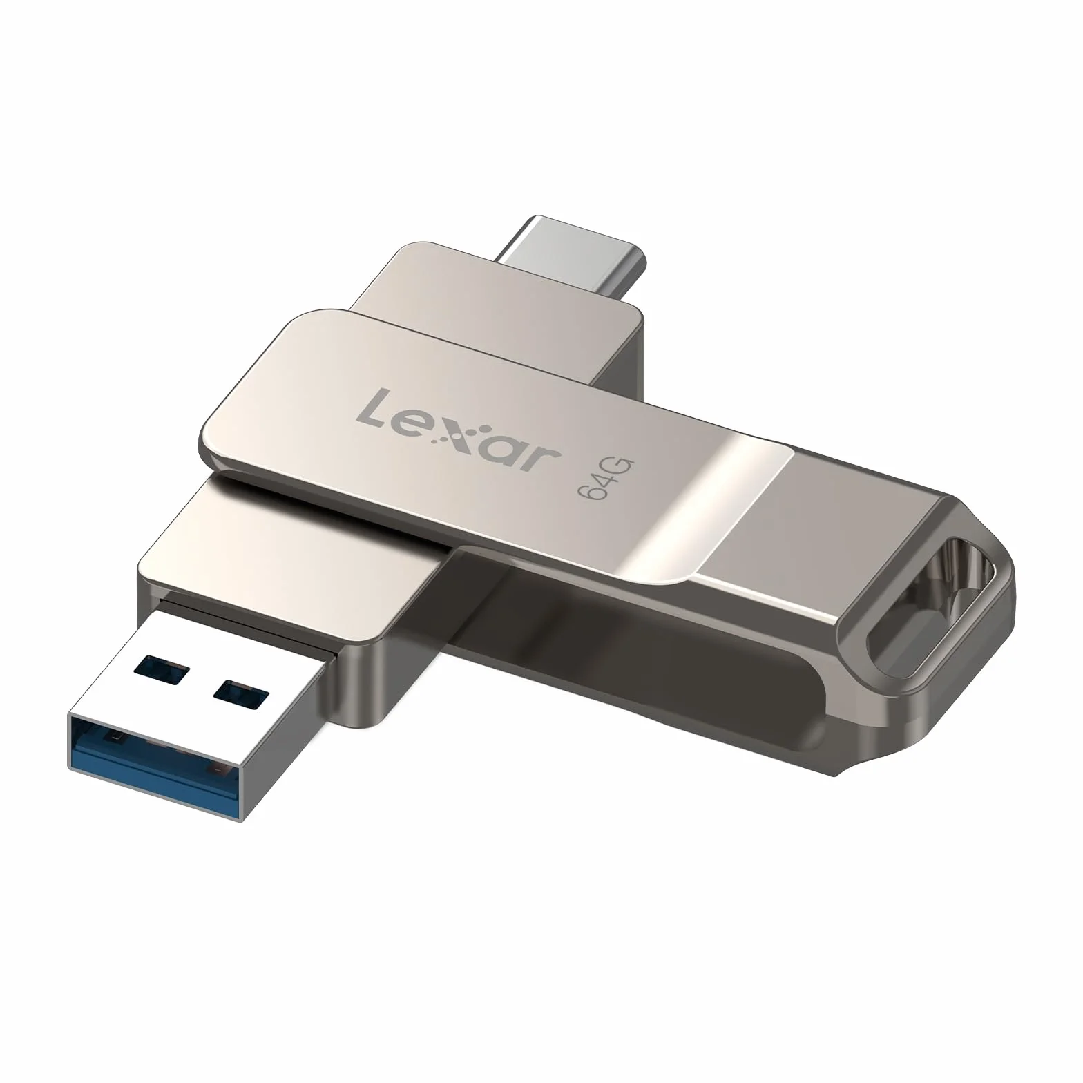 Lexar D40E Unidad Flash Dual USB Tipo-C 64GB USB 3.2 Gen 1 Carcasa de Metal Plateado