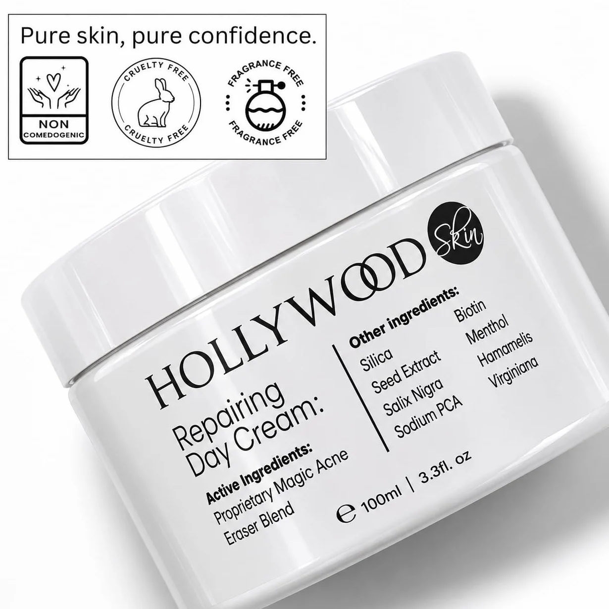 Crema Antiacné PREMIADA - ¡4X MÁS POTENTE y 11X MÁS RÁPIDA! Tecnología patentada con Ácido Salicílico Orgánico, Avellano de Bruja, Vitamina A, Aceite de Árbol de Té y Aloe Vera. Combate Granos - 100ml