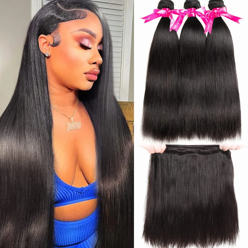 Extensiones de cabello humano brasileño virgen Subella 1 paquete 7A sin procesar trama de cabello humano 8 – 26 pulgadas