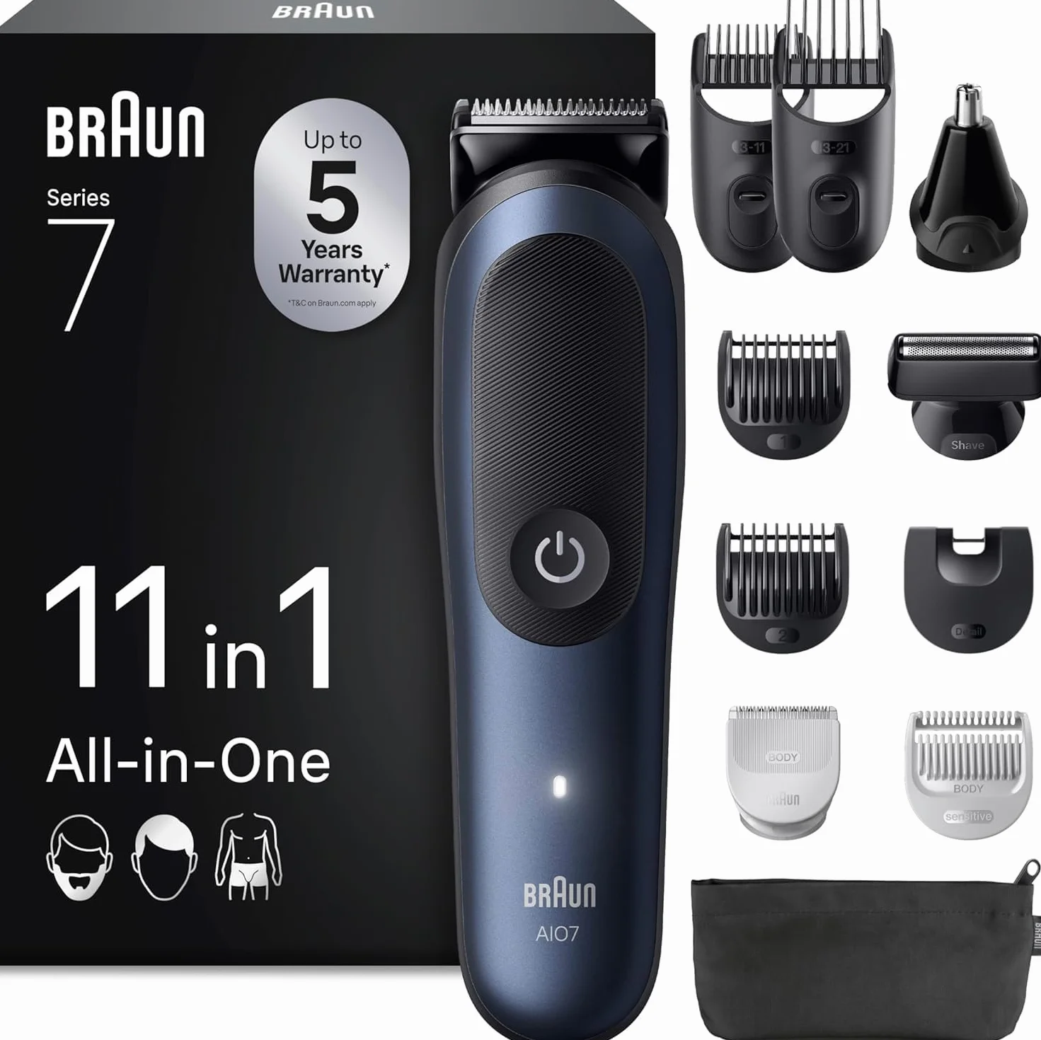 Braun Cortacésped eléctrico serie 7 AIO7540 11 en 1 inalámbrico batería recargable impermeable ProBlade