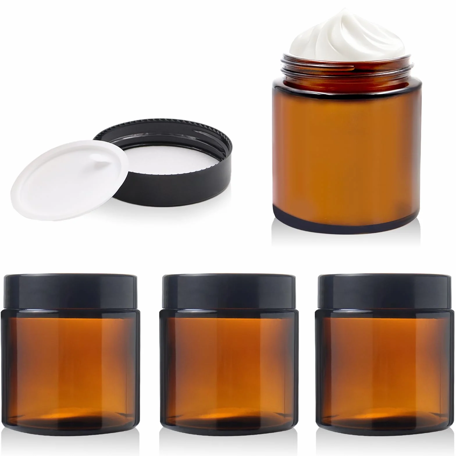 Tarros de cristal ámbar 120 ml para crema cosmética farmacia ungüentos