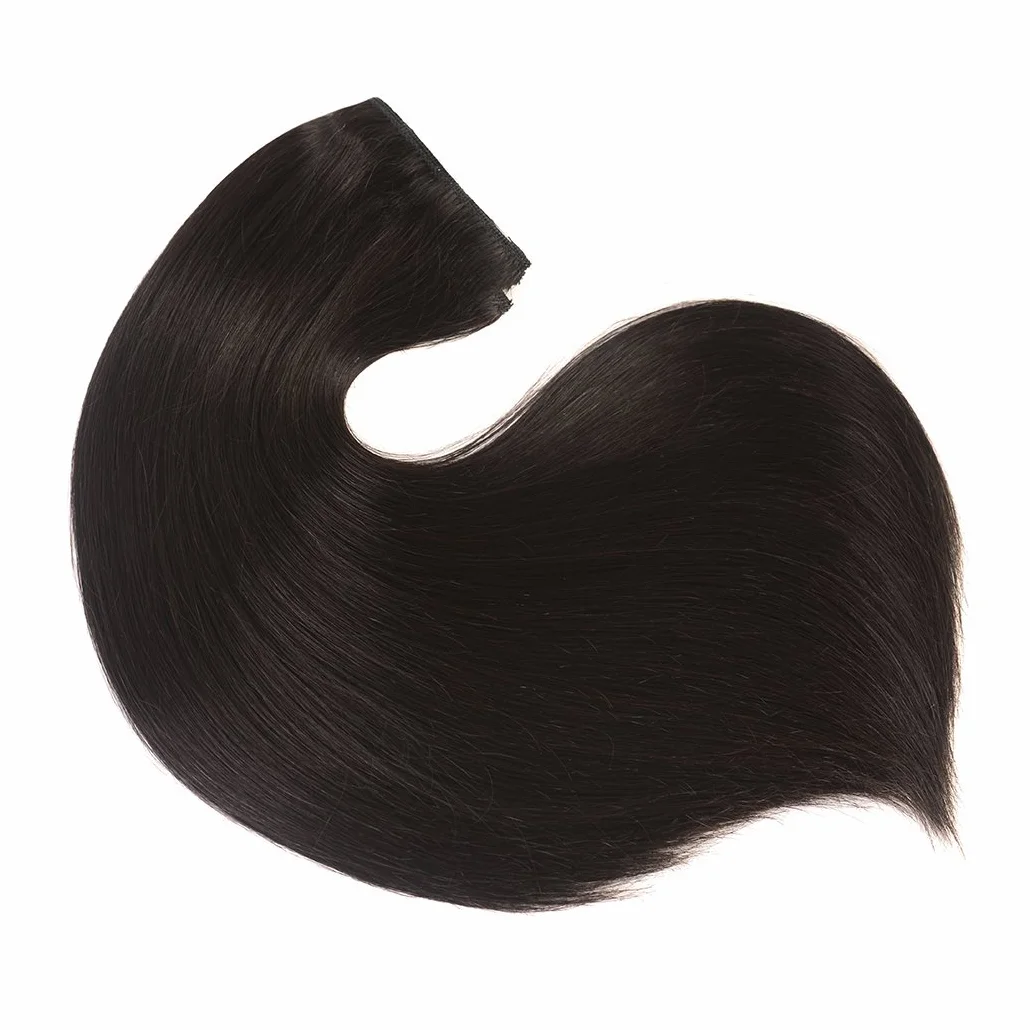 Extensiones de cabello humano Remy de 14 pulgadas con clip, color negro para mujer, corto, sedoso, recto, 8 piezas, 20 clips, extensiones de cabello humano real (14 pulgadas, 100 g, negro natural #1B)
