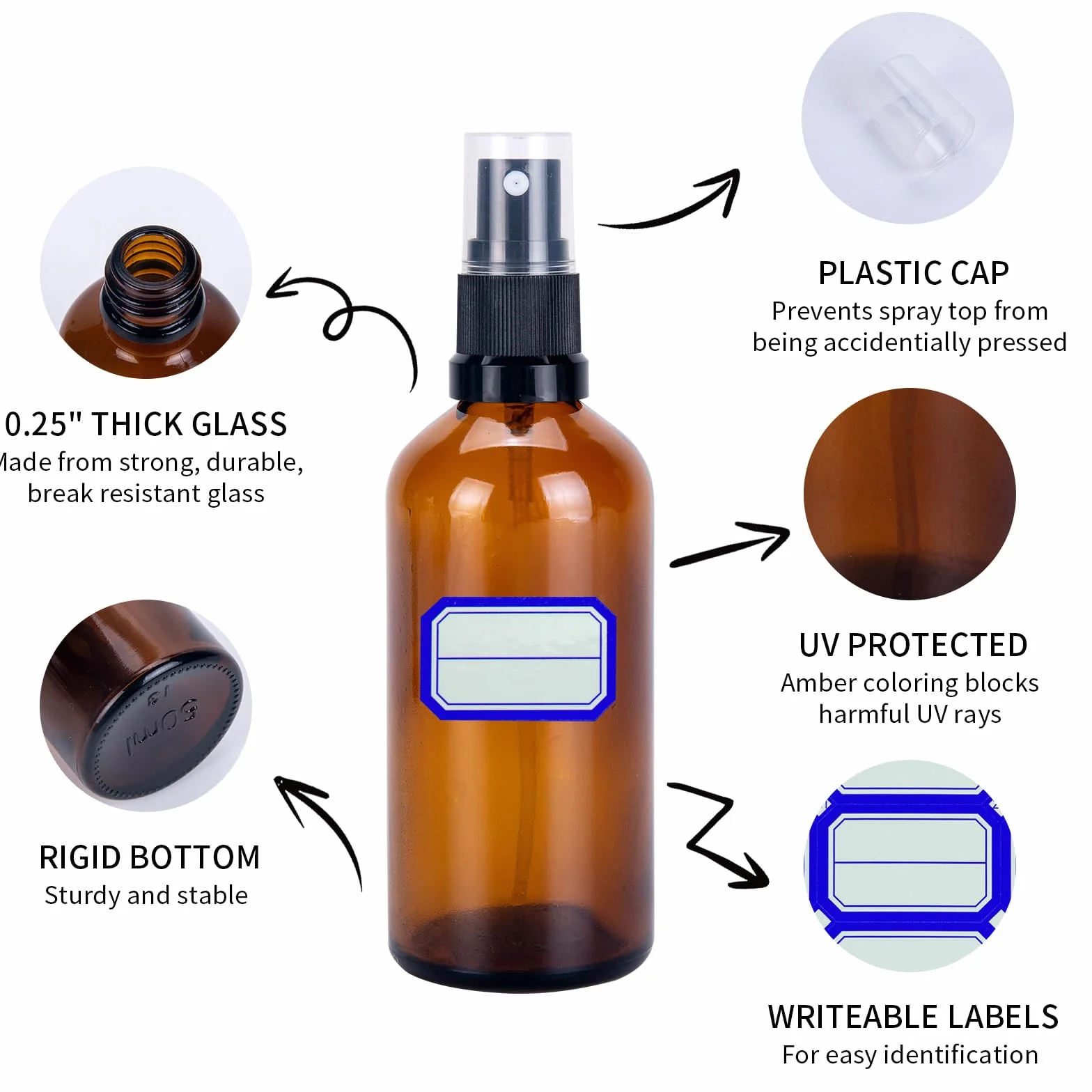 Butelka ze szkła bursztynowego 100 ml atomizer podróżny brązowy
