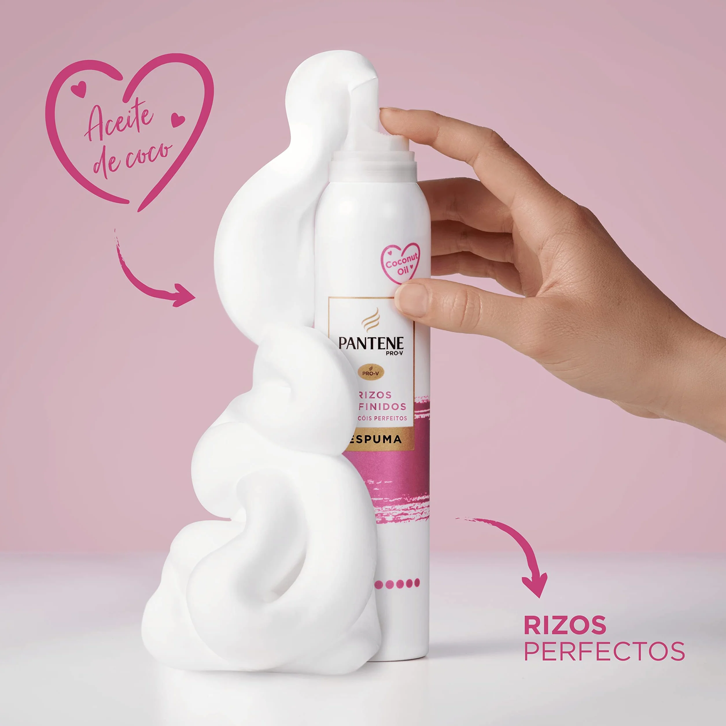 Pantene Pro-V Espuma Rizos Perfectos Nutritiva Protectora Calor Aceite Coco 2x200 ml