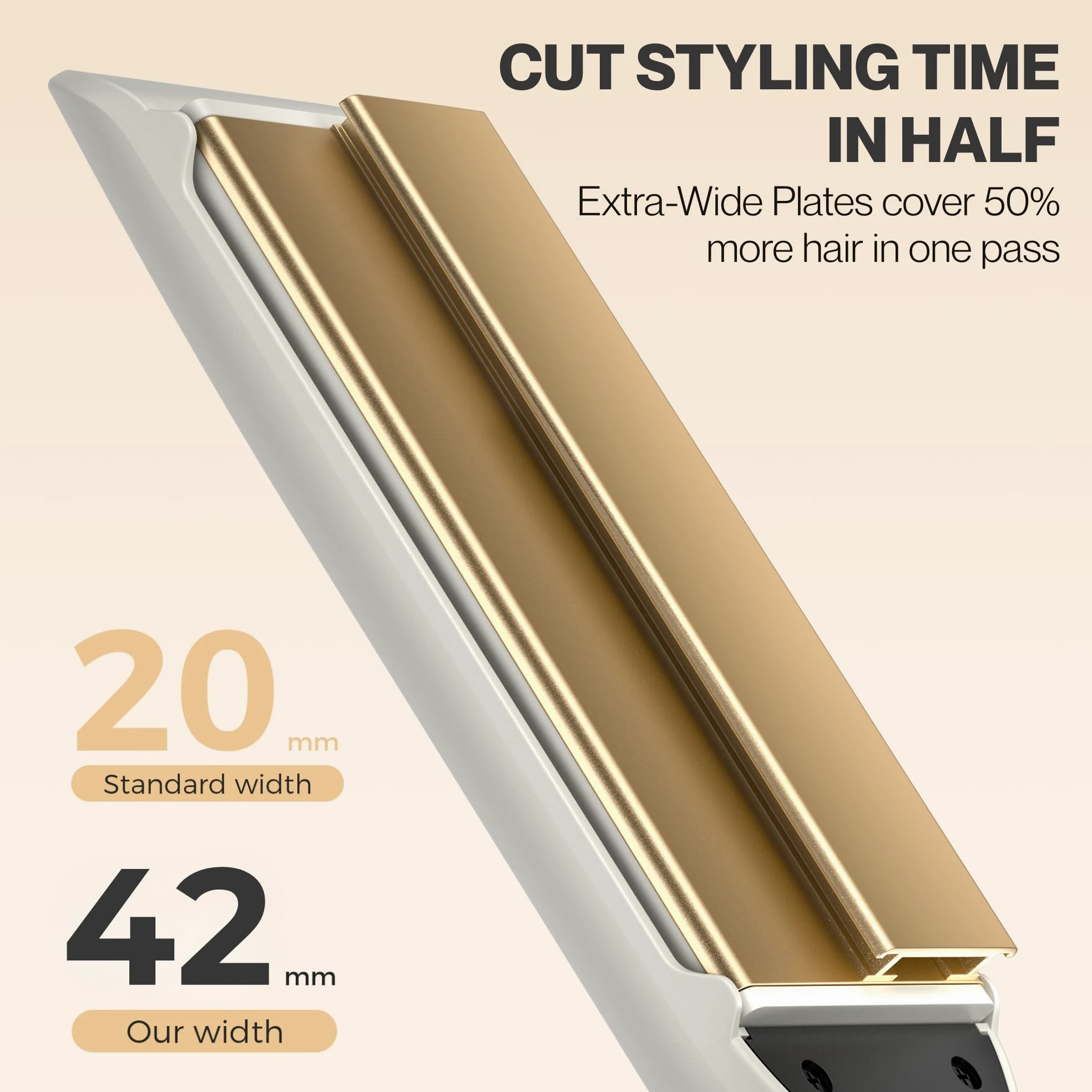 BarberBoss Plancha con tecnología cerámica flotante, alisador placas planas, alisador profesional para un peinado suave y sin encrespamiento, iones negativos y cuidado queratina (QR-8421, Blanca)
