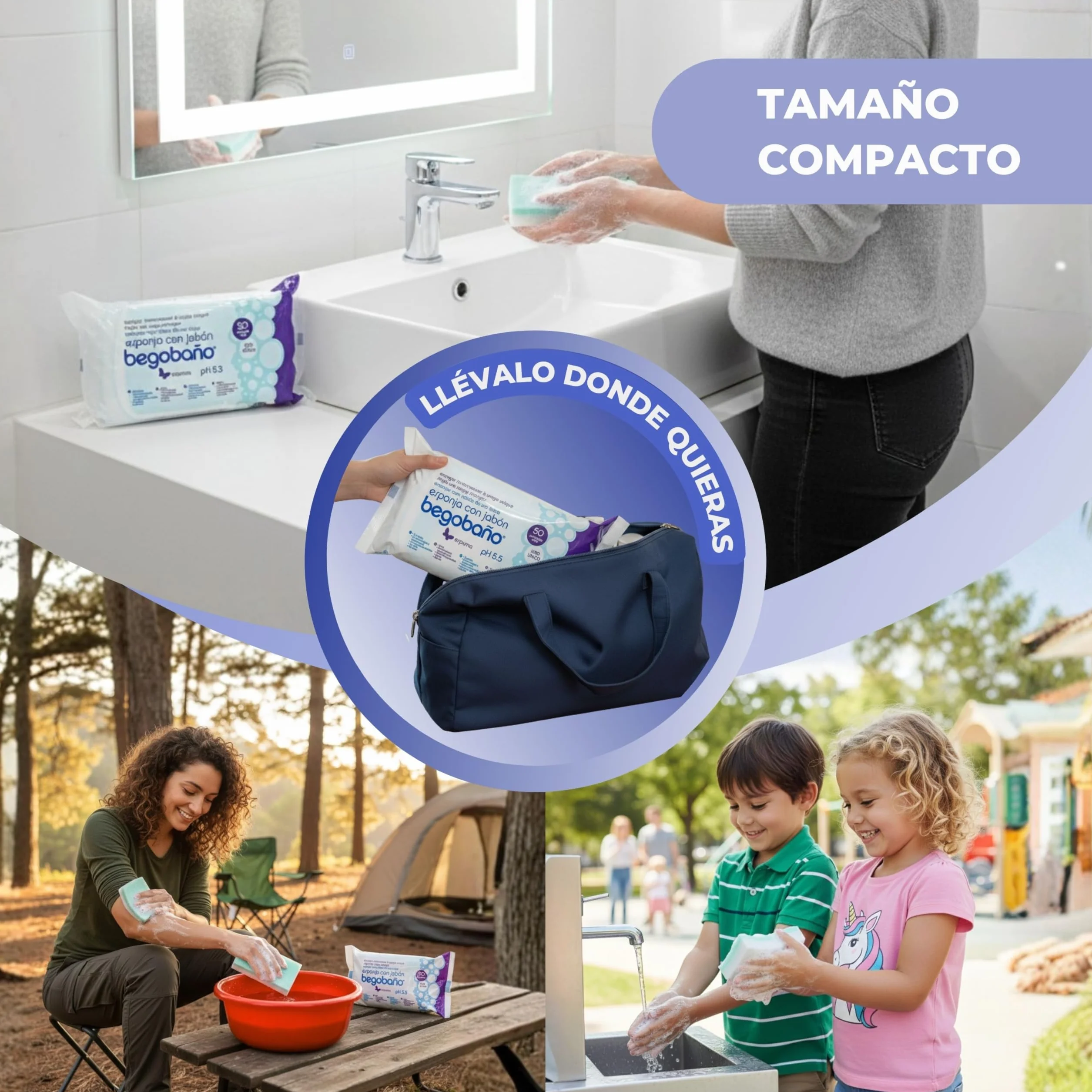 Begobaño Esponja Jabonosa Desechable 50 Unidades Hipoalergénico Gel Dermatológico