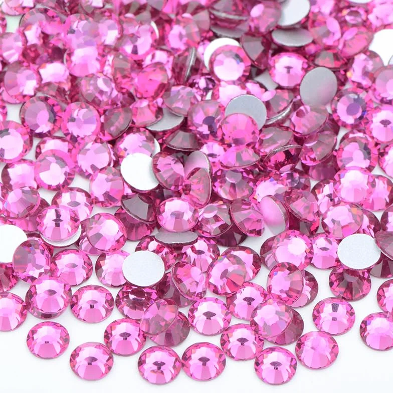 Wholesale 100 Bruto SS6 8 10 12 16 20 30 Cristal Rosa Violeta Parte trasera plana Cristal Rhinestone Bulk Pegamento en la decoración de uñas Piedra-02 Crystal AB, ss6 100gr 14400pcs 01 transparente