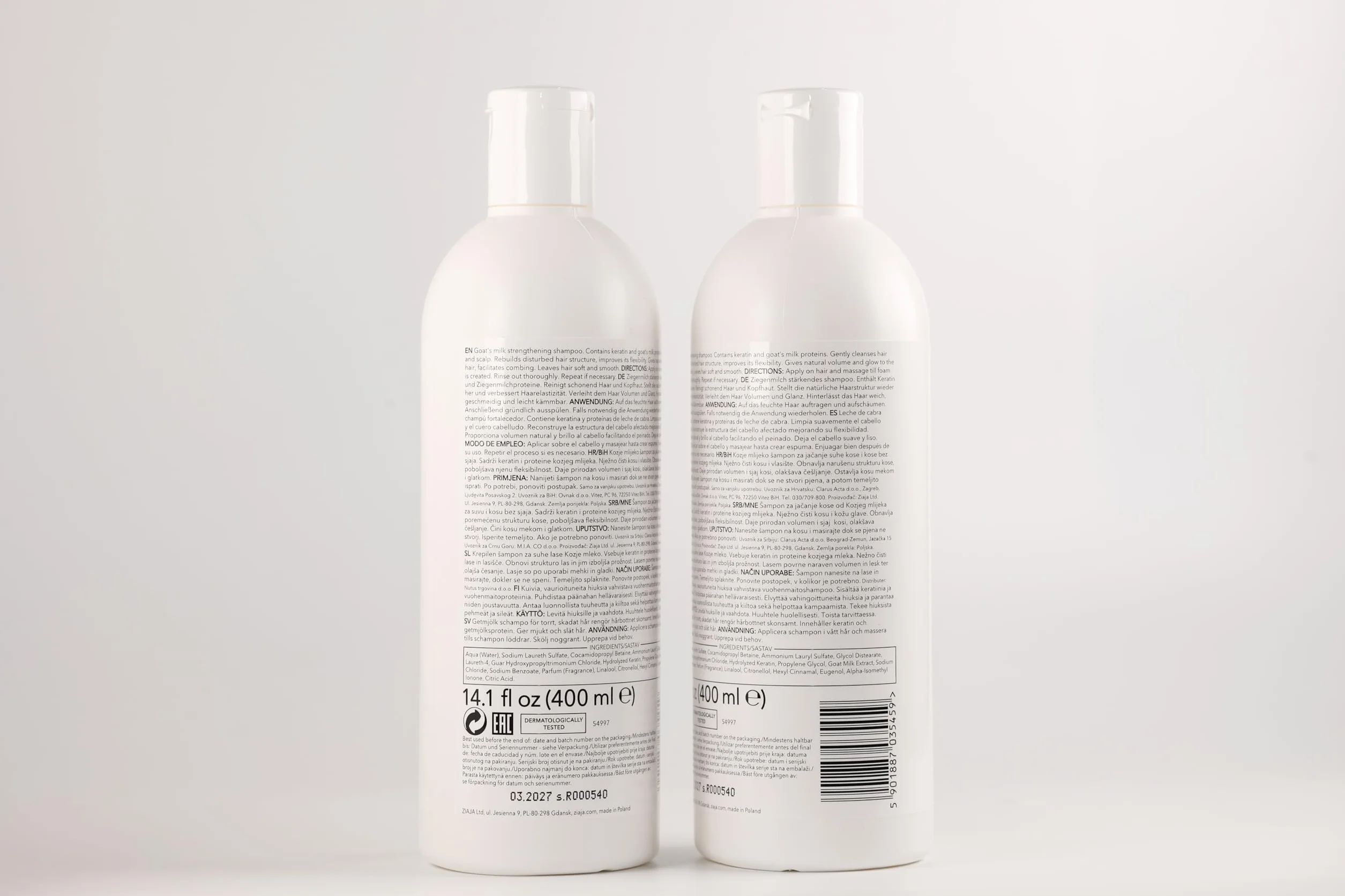 ZIAJA Champú Leche de Cabra con Keratina 400ml – Sin Silicona, Parabenos ni SLES