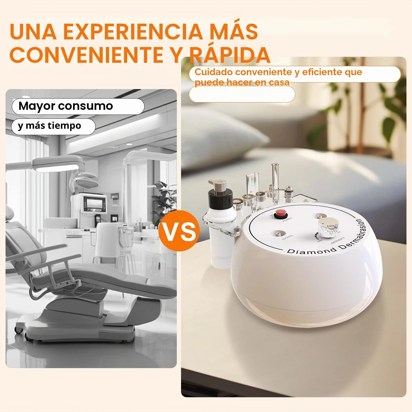 3 en 1 Dispositivo de Microdermoabrasión de Diamante, Dispositivo de Dermoabrasión para Exfoliación y Eliminación de Puntos Negros, Dispositivo de Cuidado Facial para Uso en Spa en Casa