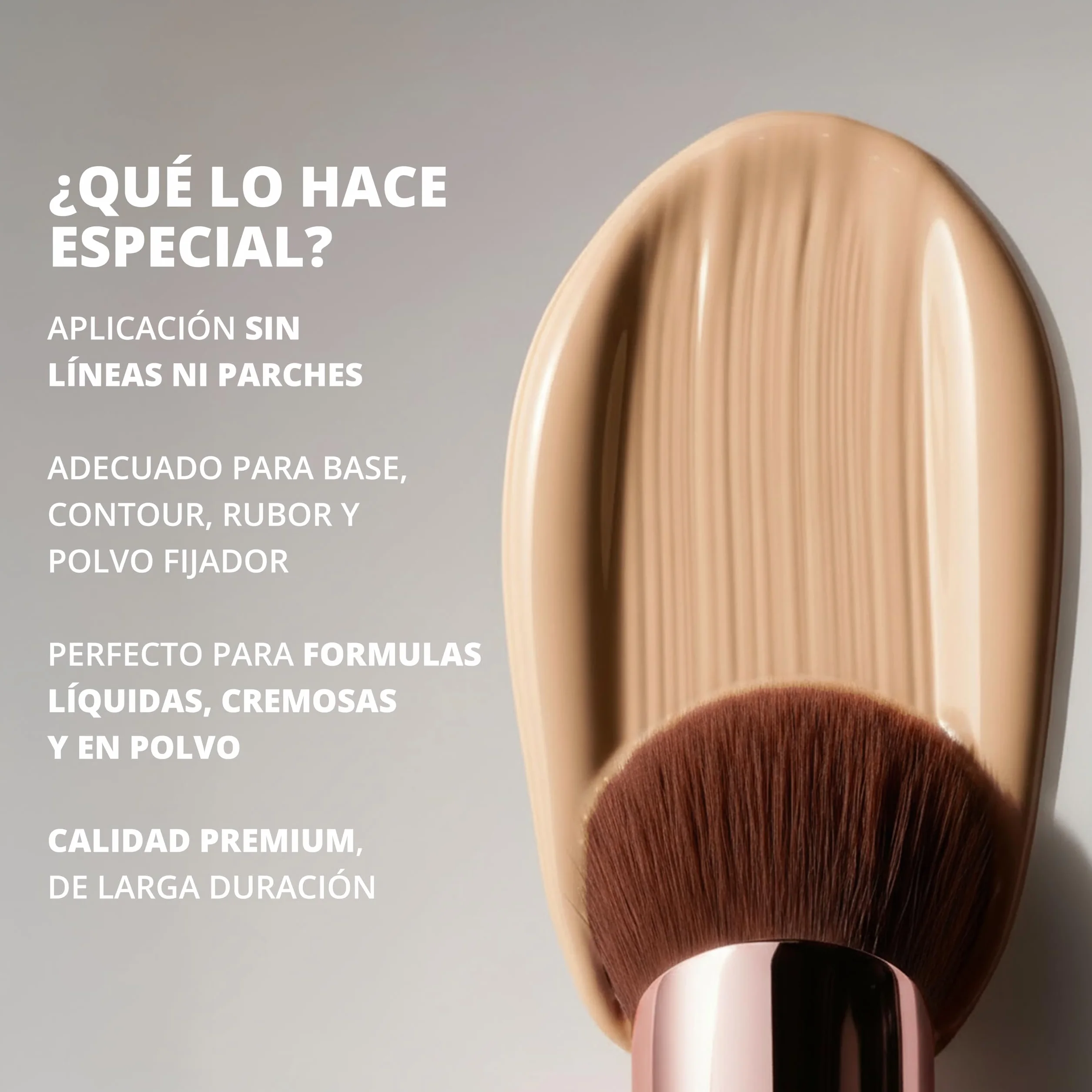 Brocha Kabuki Profesional Maquillaje Fluido Foundation Contouring Polvos Fibras Sintéticas