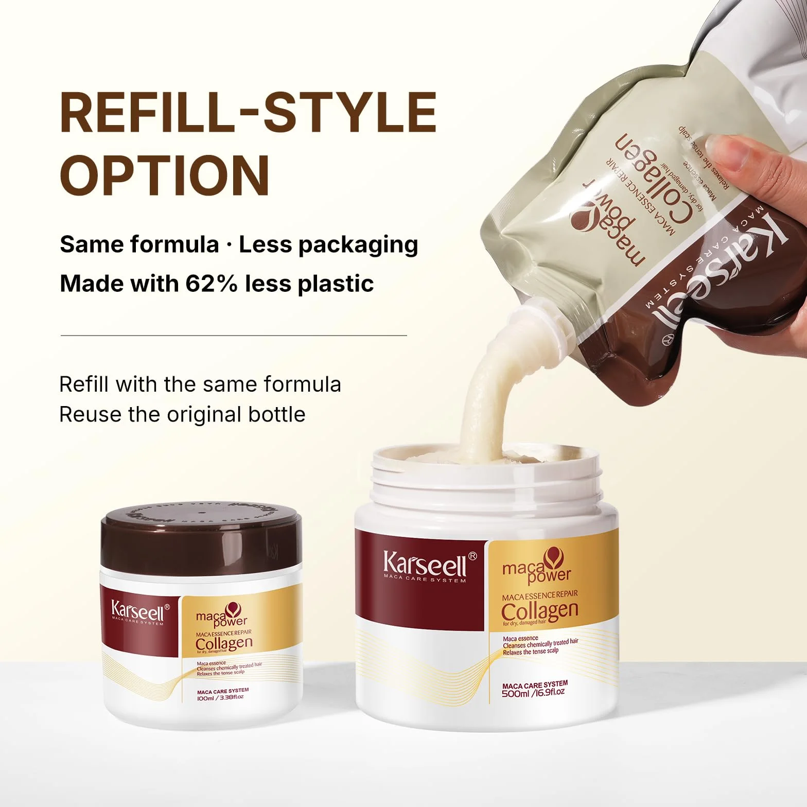Karseell Colágeno Mascarilla Pelo 500ml, Reparación Profunda Capilar para Cabello Seco y Dañado