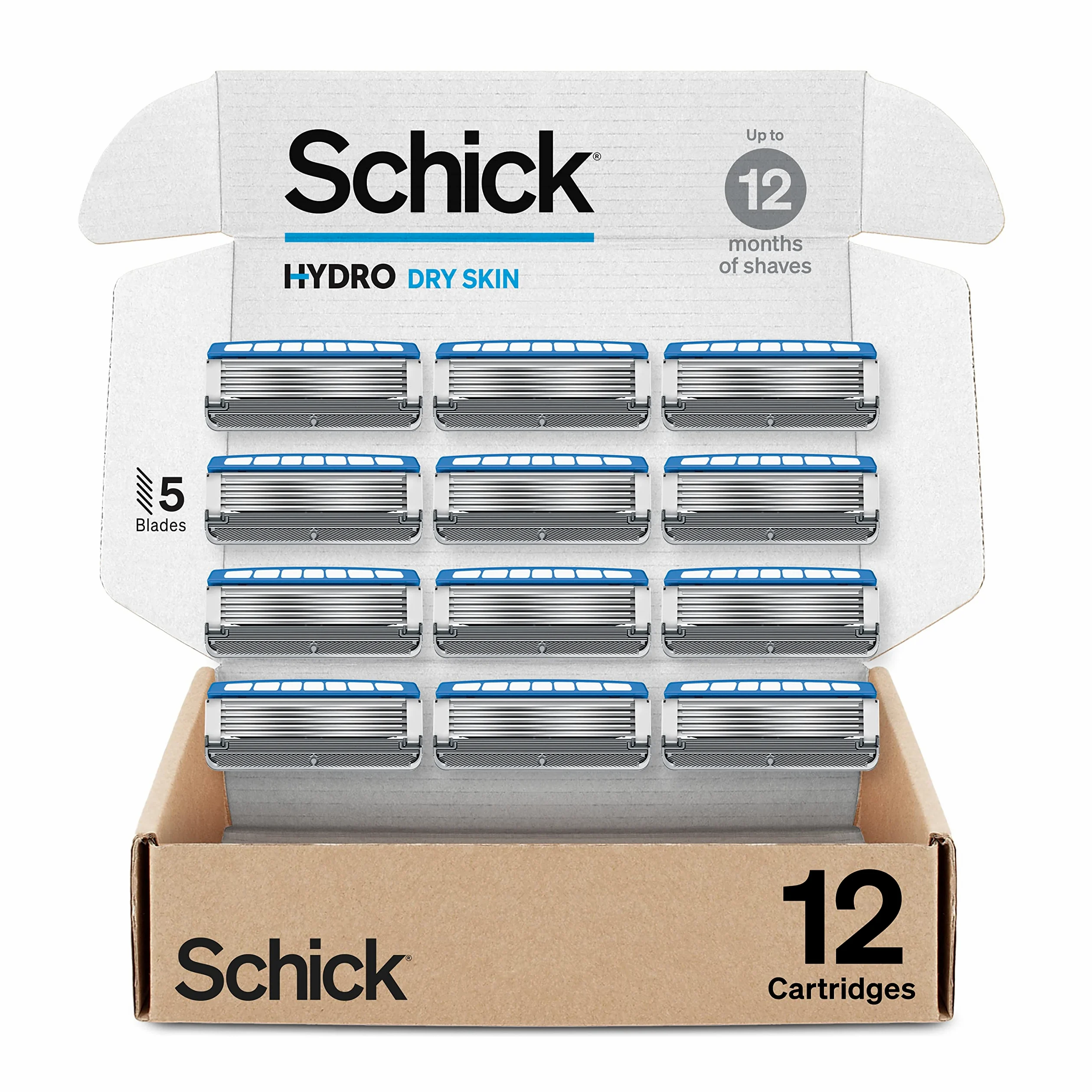 Schick Hydro Sense Hydrate - Recambios para cuchilla de afeitar con protectores de piel, incluye 8 recambios de cuchillas de afeitar