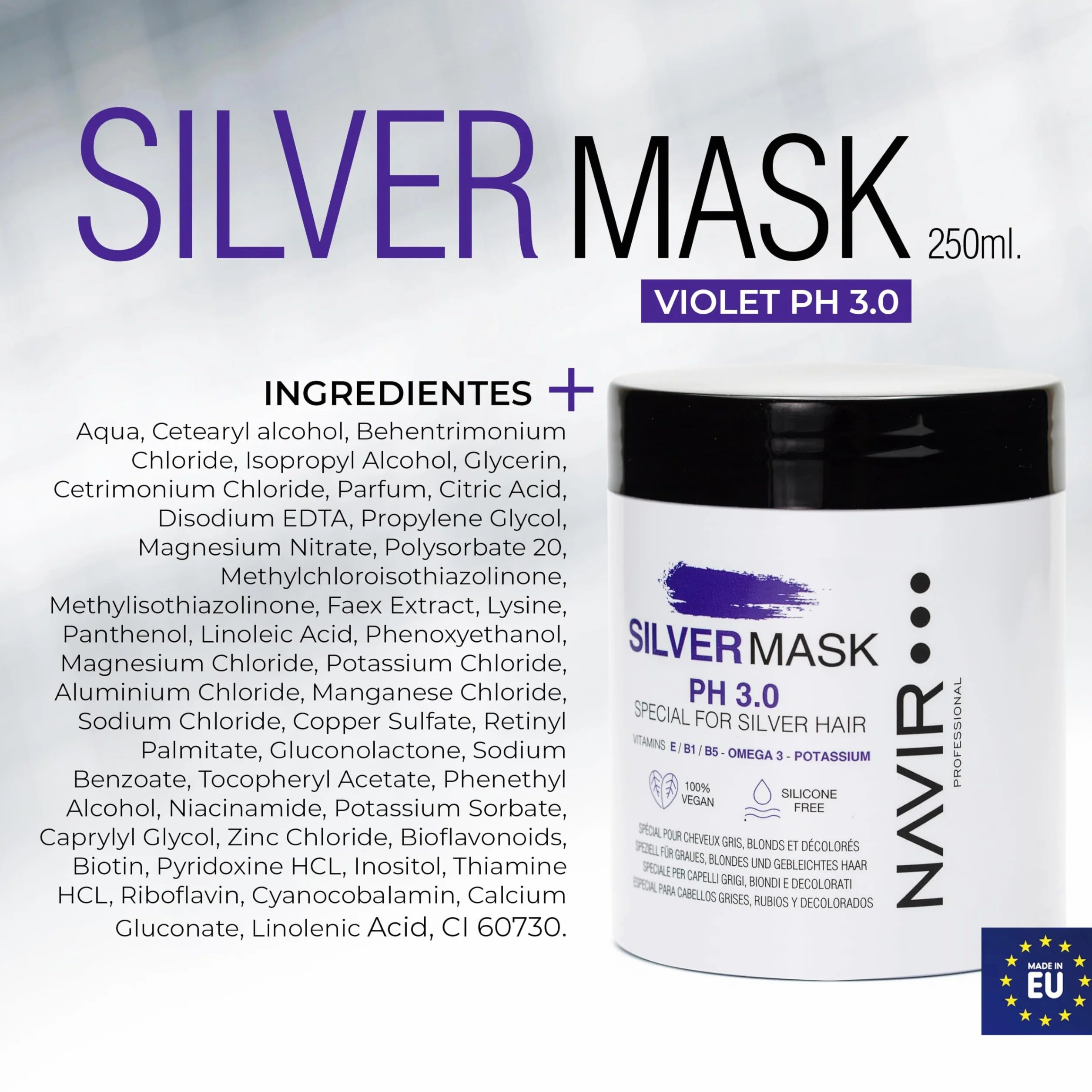 NAVIR Mascarilla SILVER Matizador para cabellos grises, rubios y decolorados 250 ml