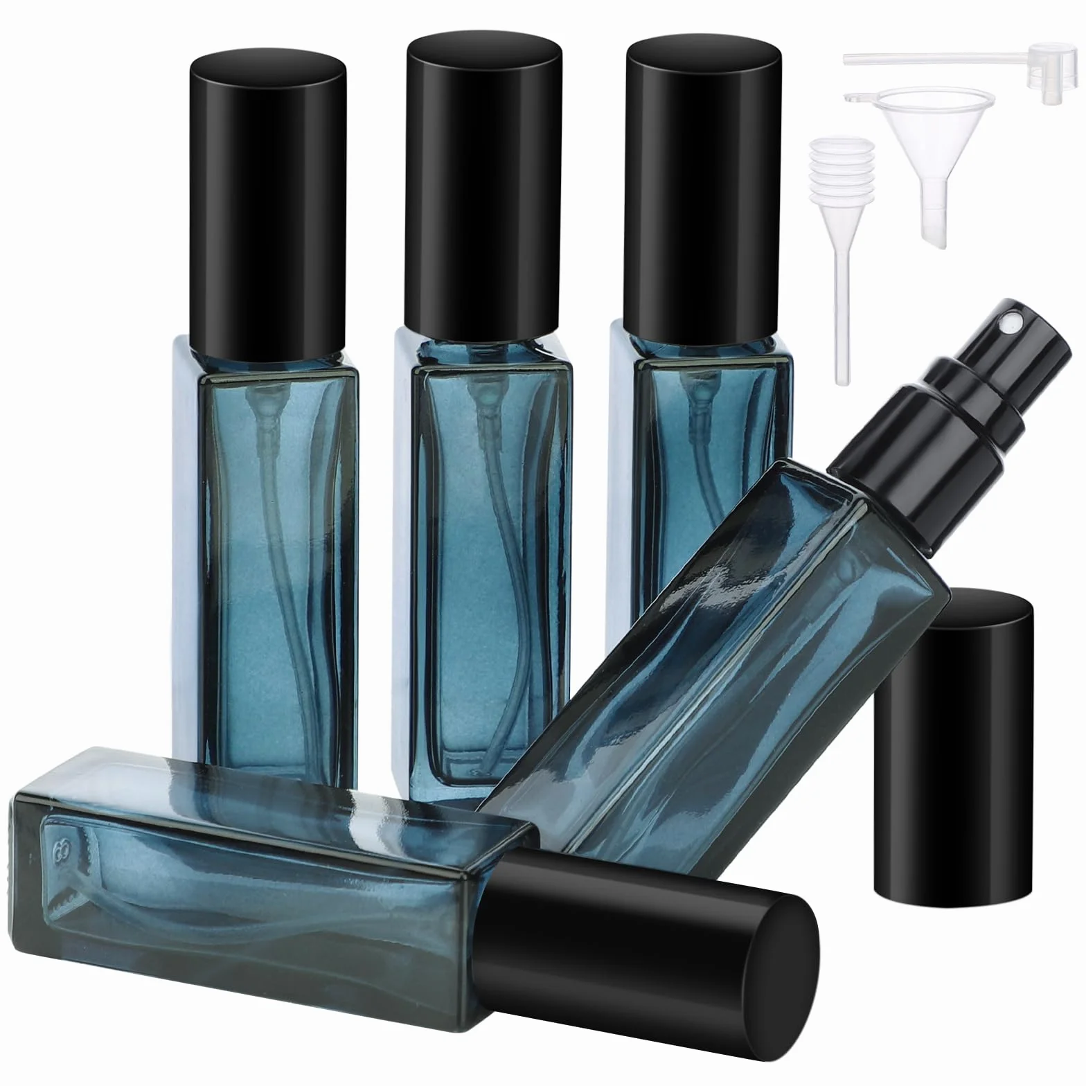 Segbeauty Atomizador Perfume Recargable 5 Piezas 10ml Portátil Contenedor de Viaje Azul Semitranslúcido