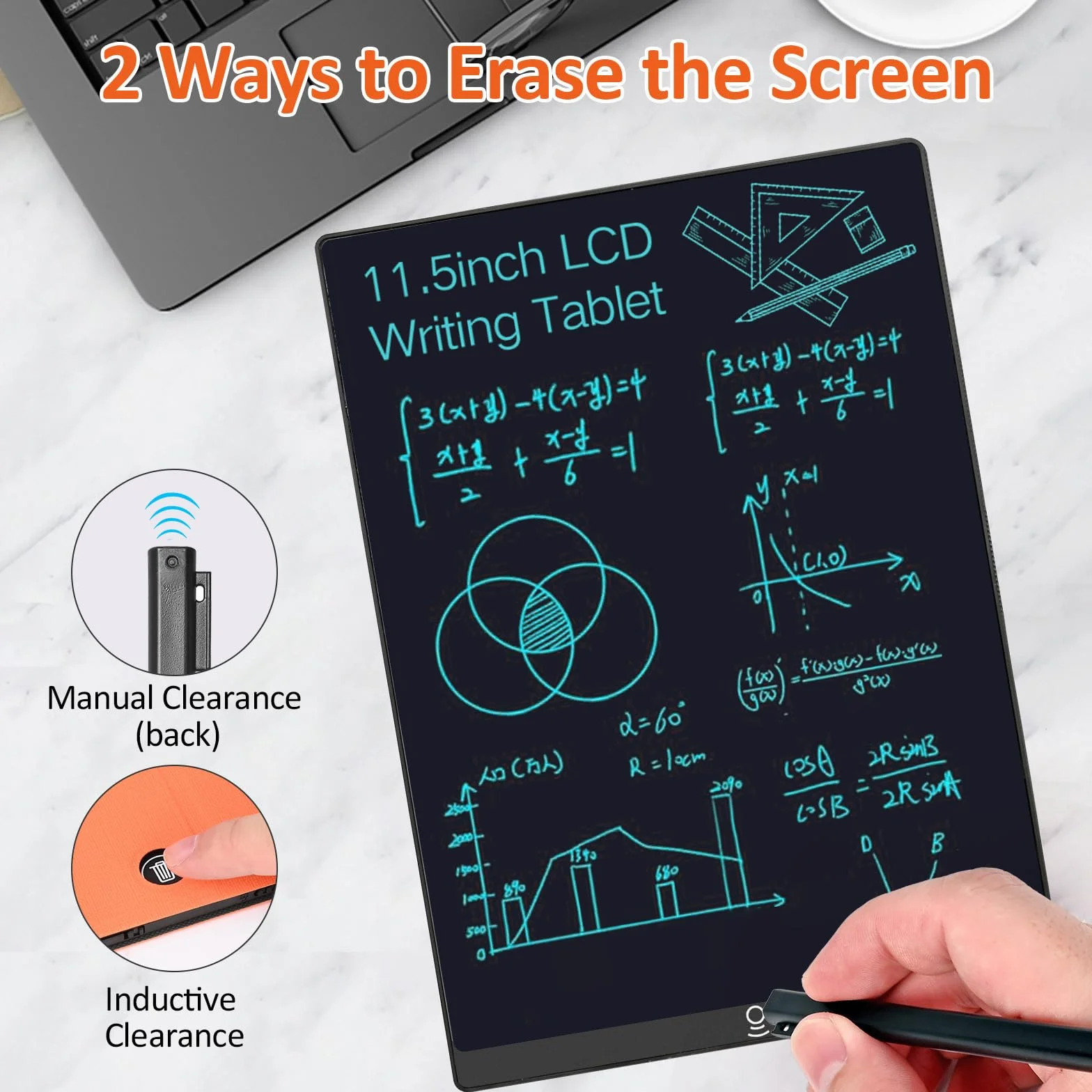 Czemo Pizarra de escritura LCD 11,5 pulgadas reutilizable tableta digital con funda protectora
