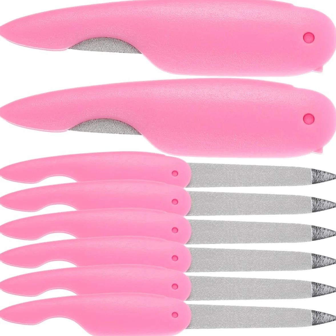 8 Limas de Uñas Plegables de Metal Diseño Doble Cara, Portátiles y Fáciles de Guardar para Manicura en Casa o Salón de Uñas