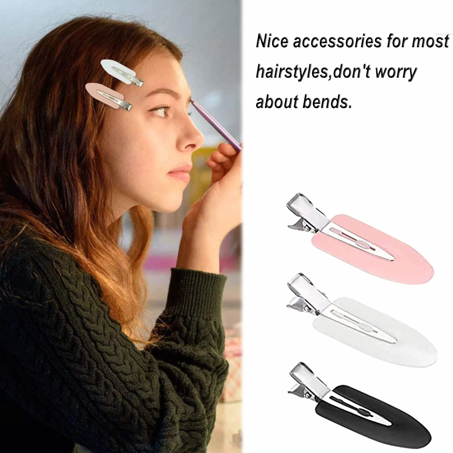 Pinzas para el Pelo sin Doblar Clips 9 Piezas Herramienta de Peinado Negro Blanco Rosa