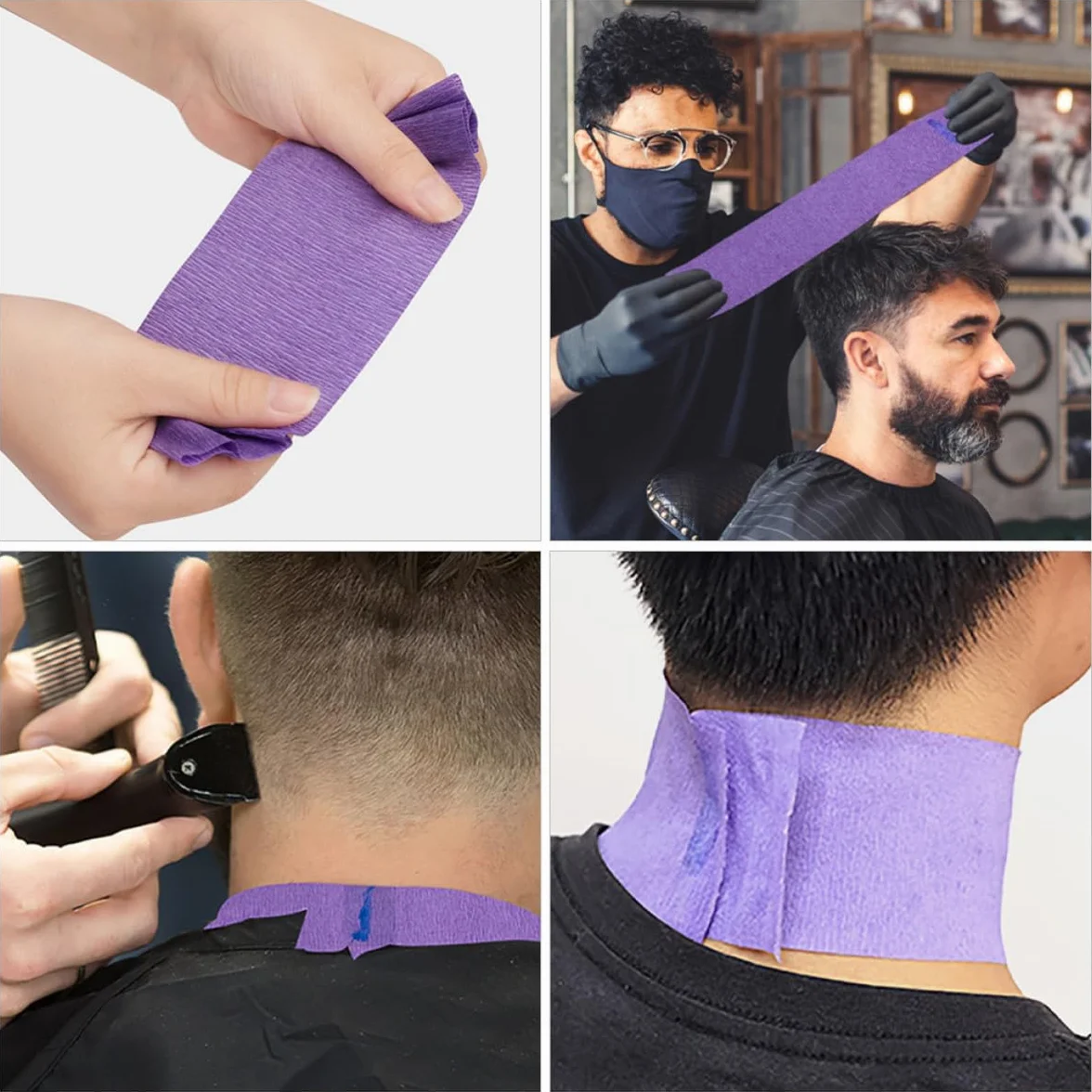 Rollo de Tiras de Papel Crepé Desechables Cuello Protección Antimancha Corte Cabello Peluquería Profesional