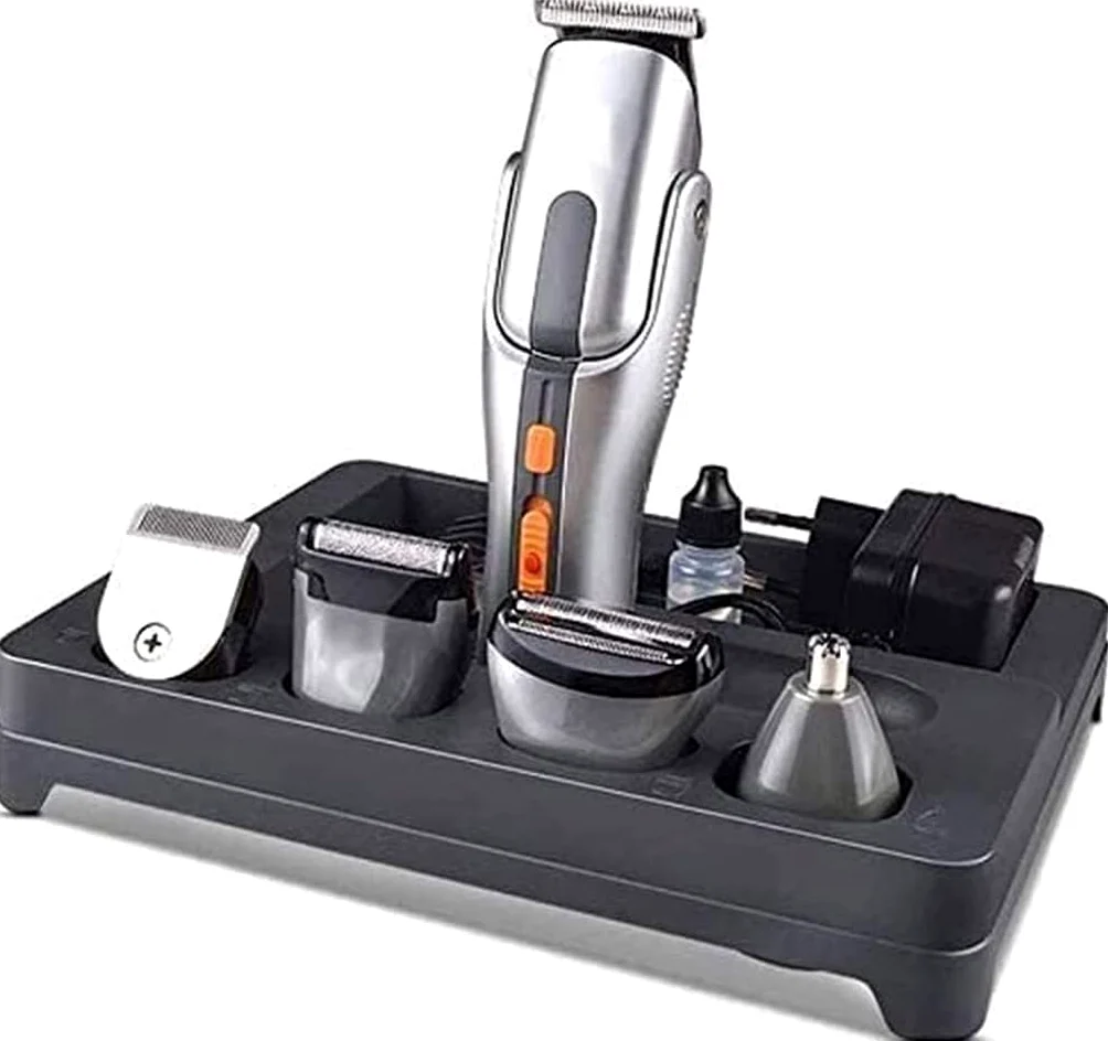 Cortapelos para hombres, kit de aseo 5 en 1, recortador de barba profesional, recargable, multiusos, para bigote, resistente al agua, para nariz y orejas, ideal