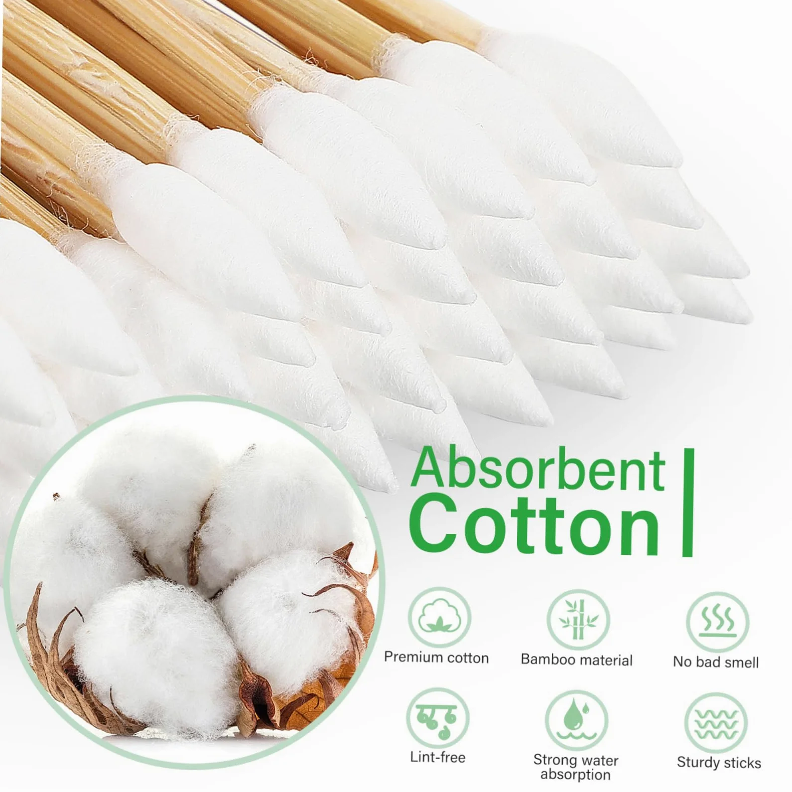 Didiseaon 1000 Piezas bastoncillo de algodón hisopo de algodón cosmético aplicador de algodón brotes algodon bastoncillos hisopos de algodón largos hisopos para limpiar de oídos Madera