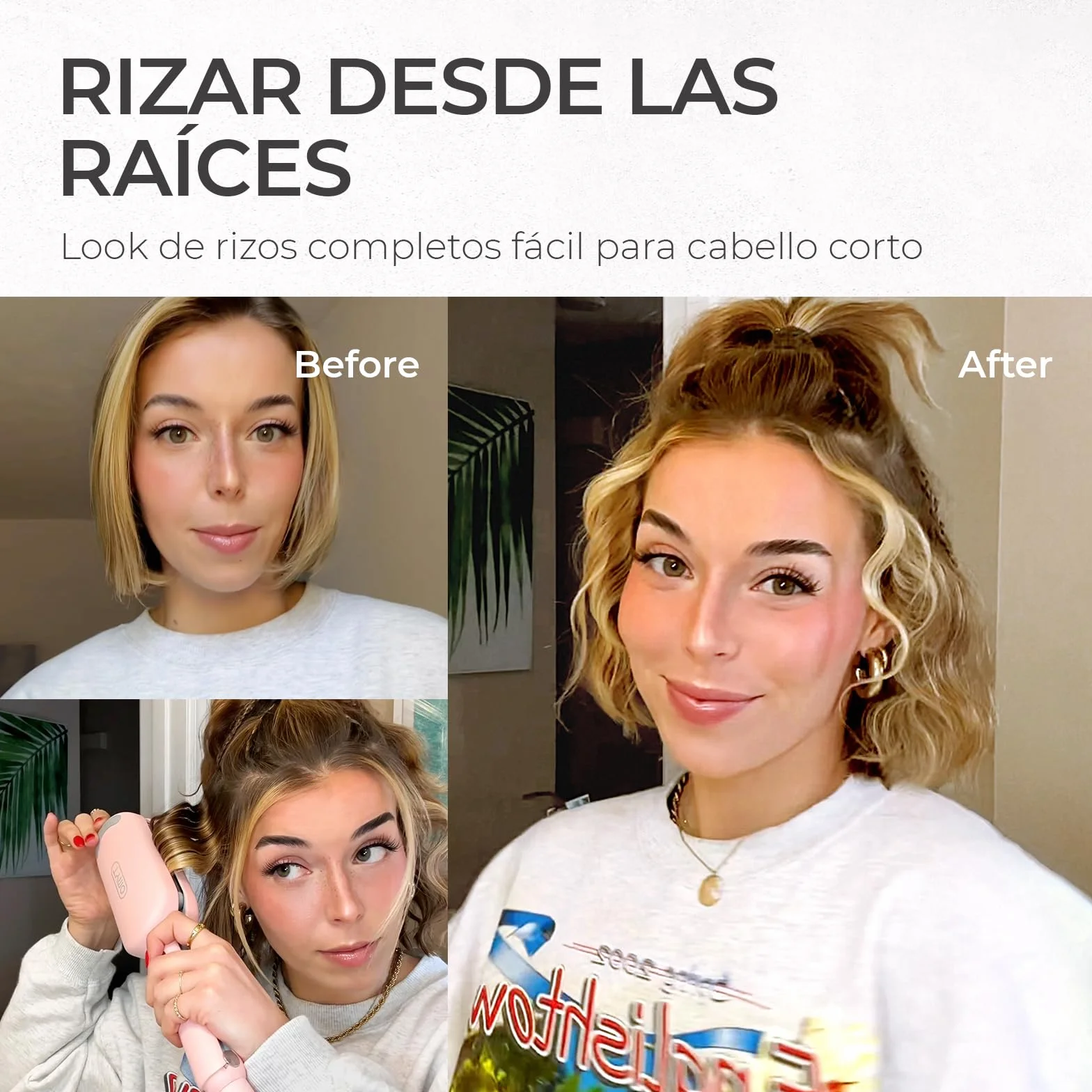 TYMO ROVY Rizador de Pelo Ondas, Beach Waves Plancha Ondas 32 mm para Grandes Rizos, Ideal para Principiantes, Rulos Ondulados Instantáneos, Ondulador de Pelo Iónico con 4 Temperaturas, Pantalla LED