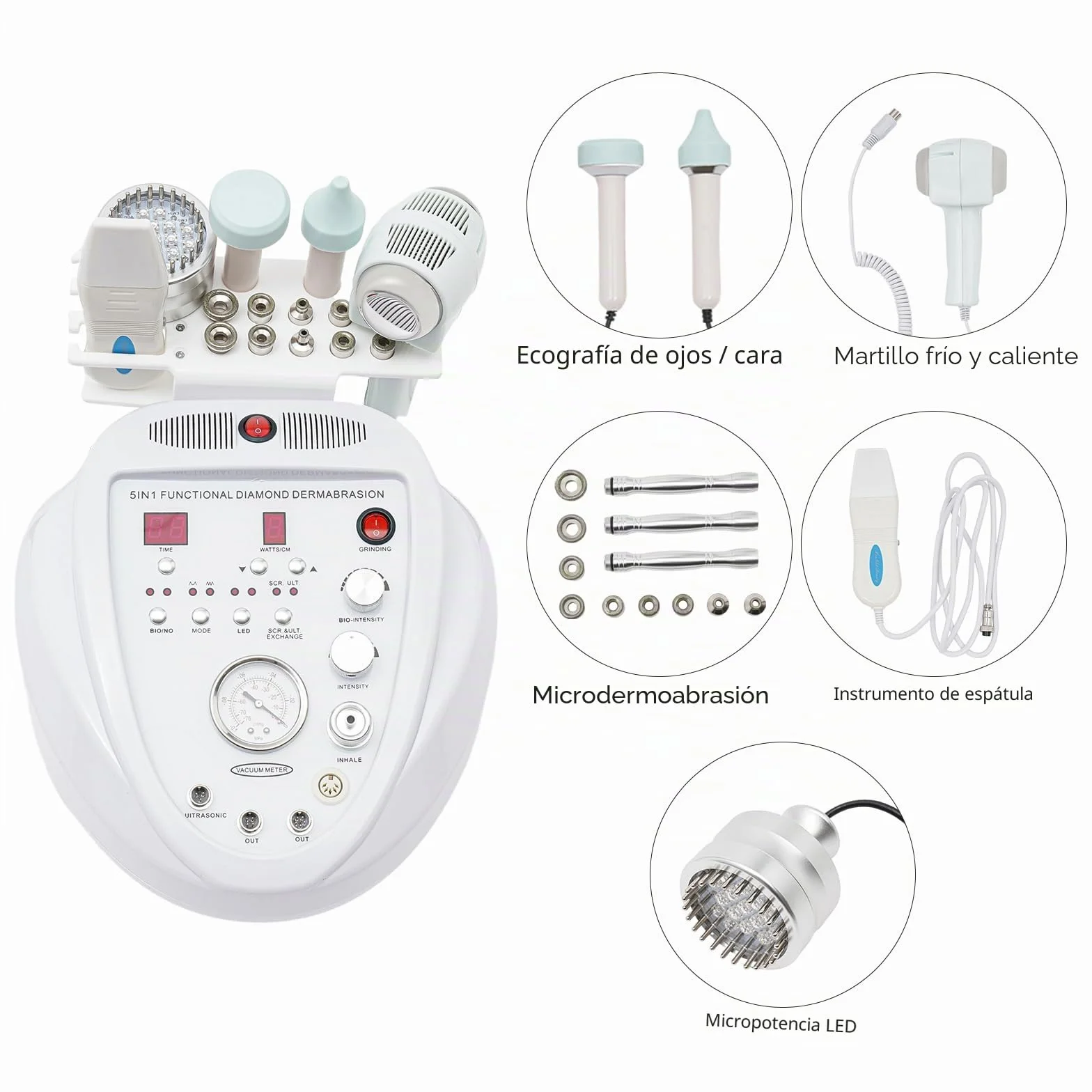 5 en 1 máquina profesional de microdermoabrasión diamante, microdermabrasión de diamante, dispositivo de microdermoabrasión Hydrafacial, máquina de belleza personal para uso doméstico