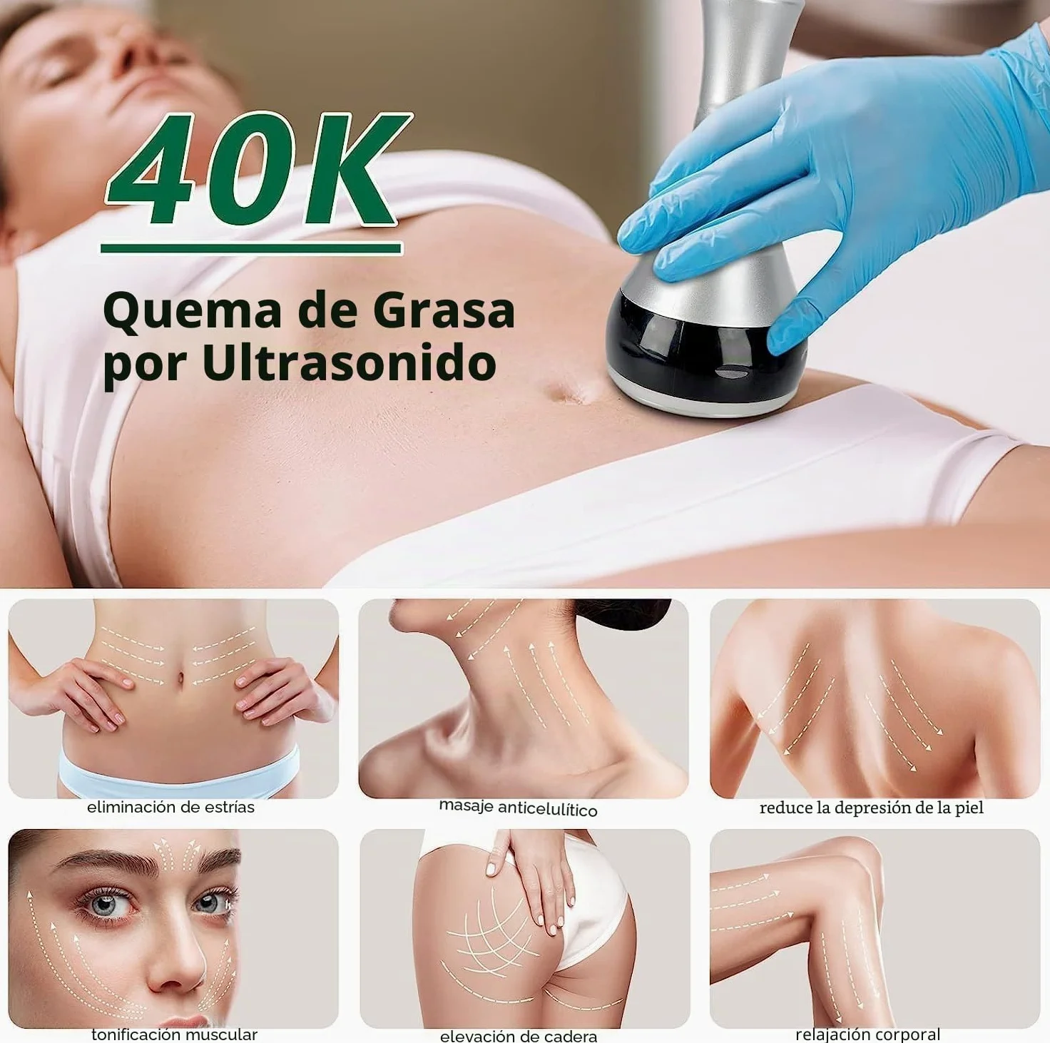 Cozion Radiofrecuencia Facial y Corporal Profesional 40K cavitacion y Radiofrecuencia Aparatos Masajeador anticelulitico Máquina de Adelgazamiento de Belleza Masajeador Celulitis (S)