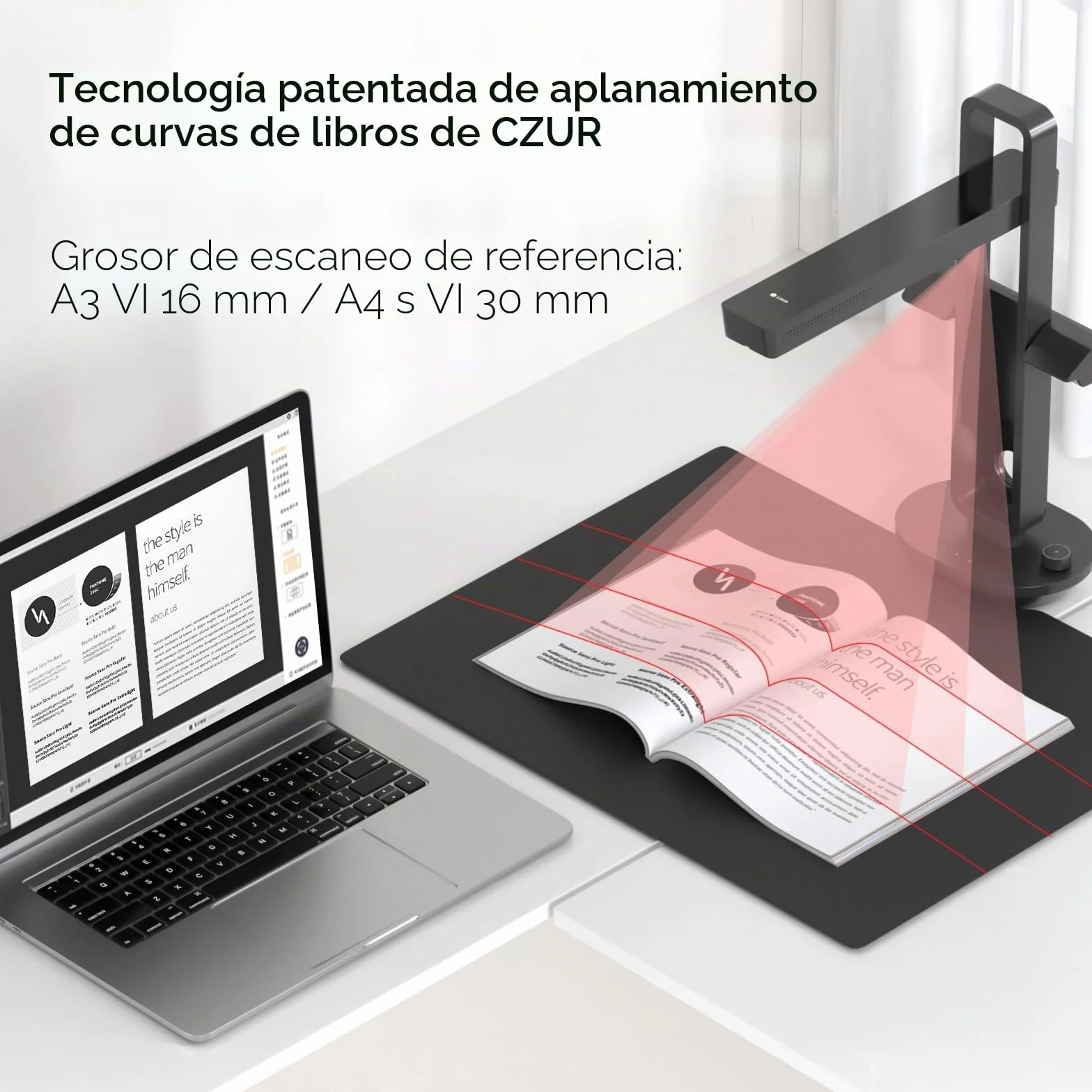 CZUR Aura Pro Escáner de Libros Plegable, OCR, A3, macOS, Windows