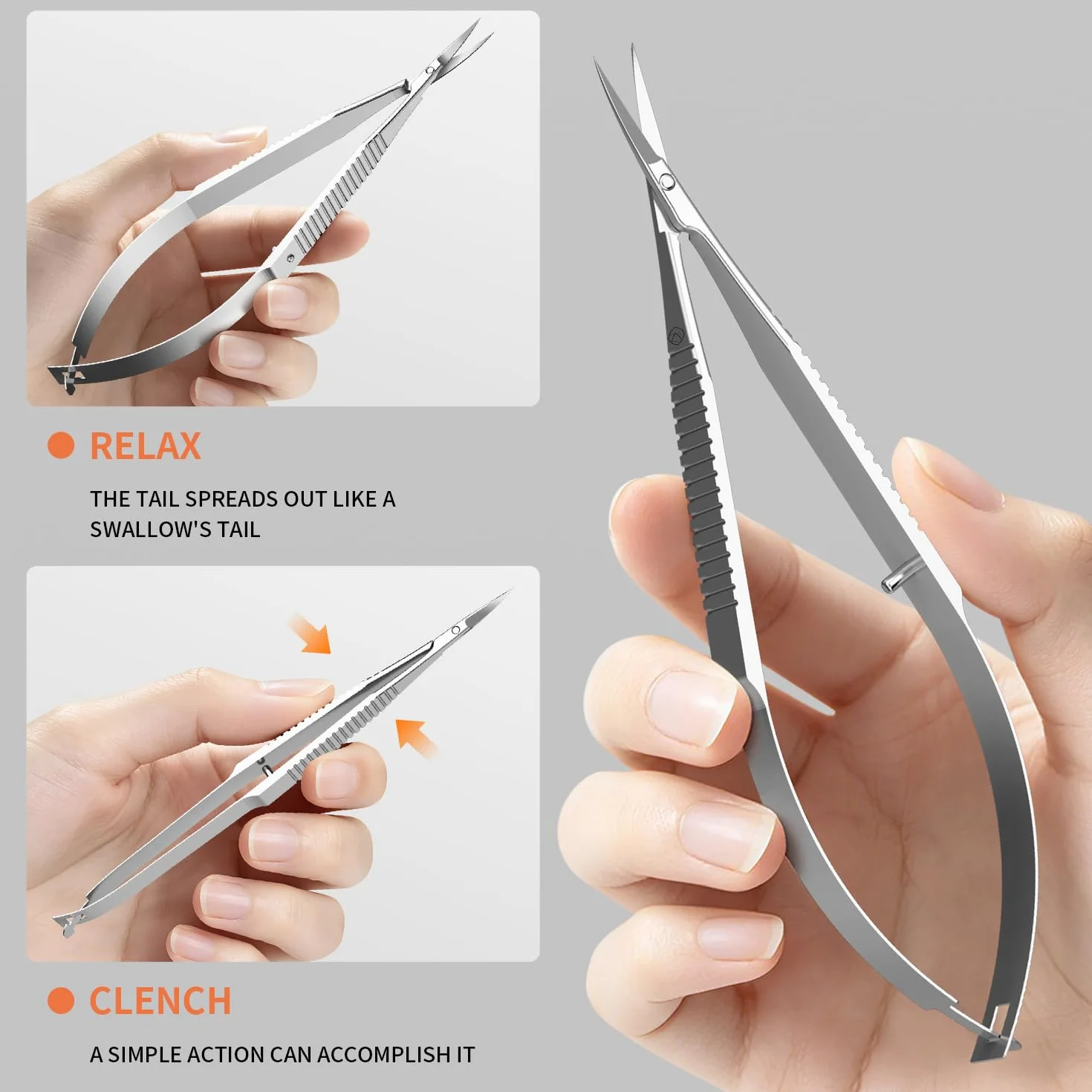 ZIZZON Tijeras para cutículas Punta puntiaguda extrafina curva Kit de aseo profesional para uñas