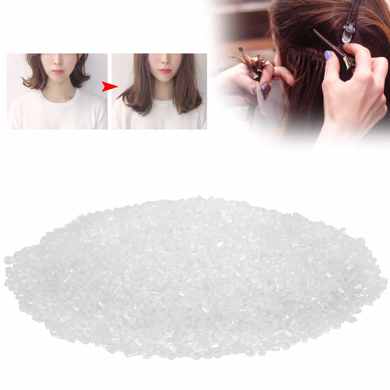 Pegamento de Queratina Gránulos 100 G, Puntas de Fusión en Caliente Transparente, Extensión de Cabello