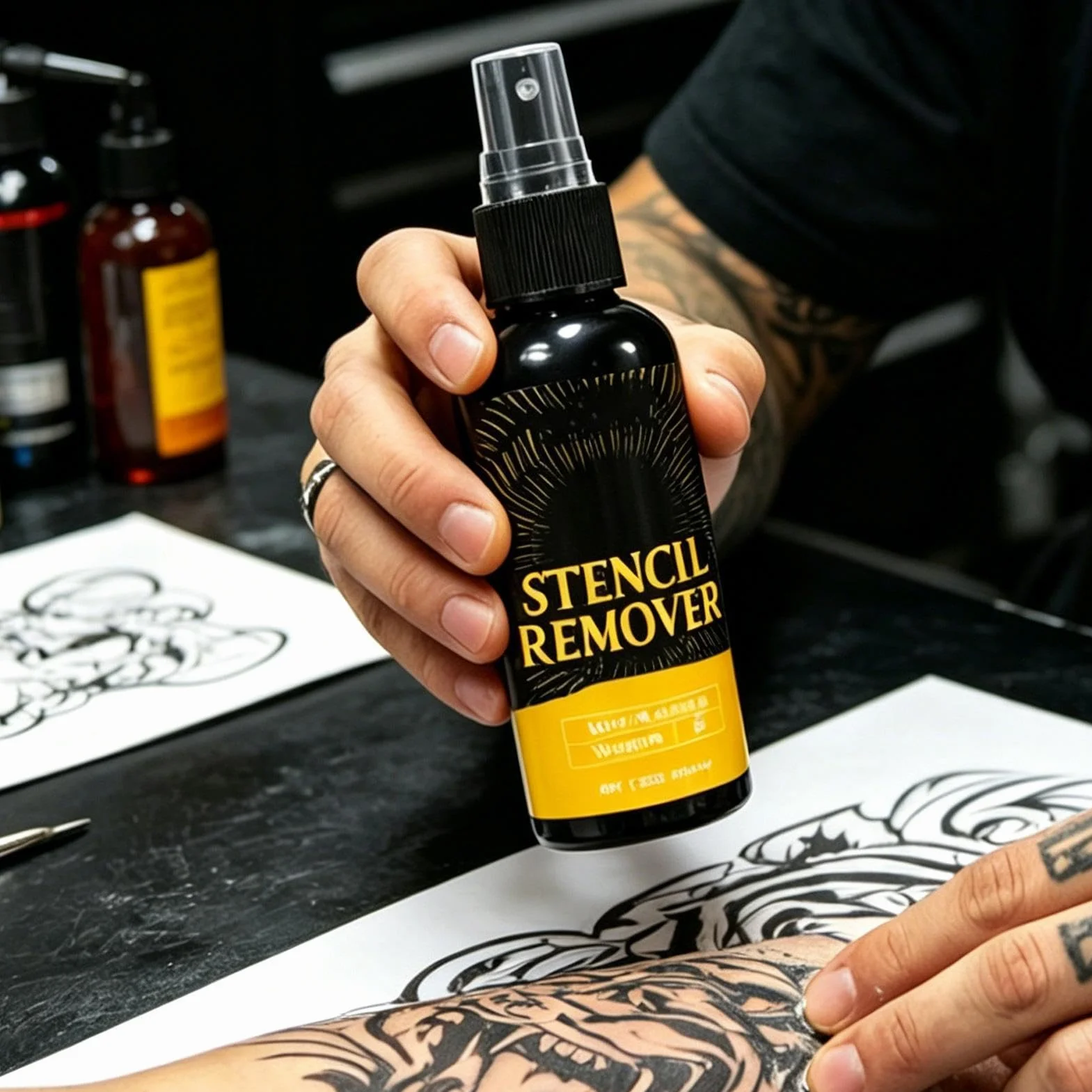 Spray Eliminador De Stencil 40ml Borrador Plantilla Tatuaje Secado Rápido No Irritante