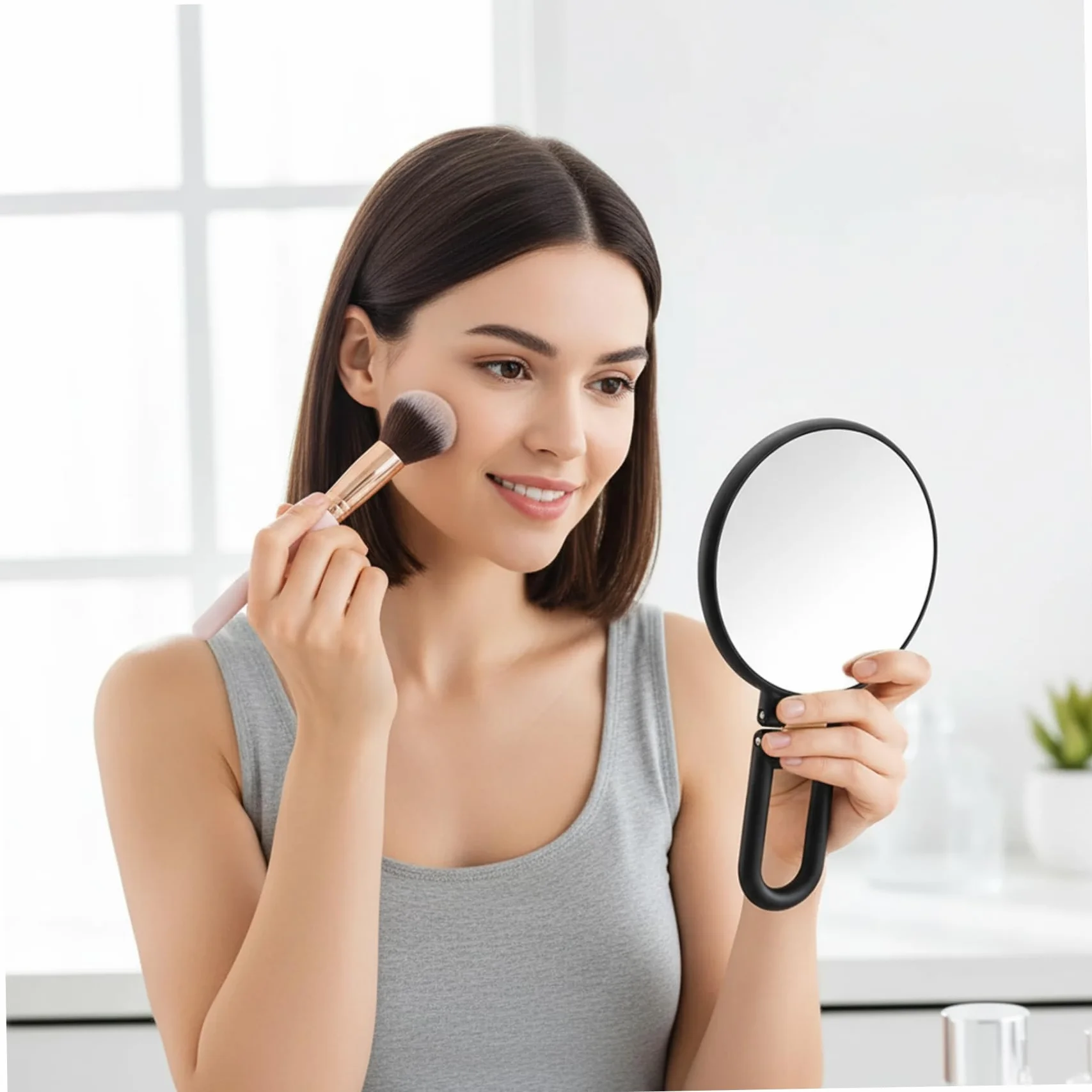 Espejo de aumento 50X doble cara con mango ajustable 360° montaje pared mano mesa
