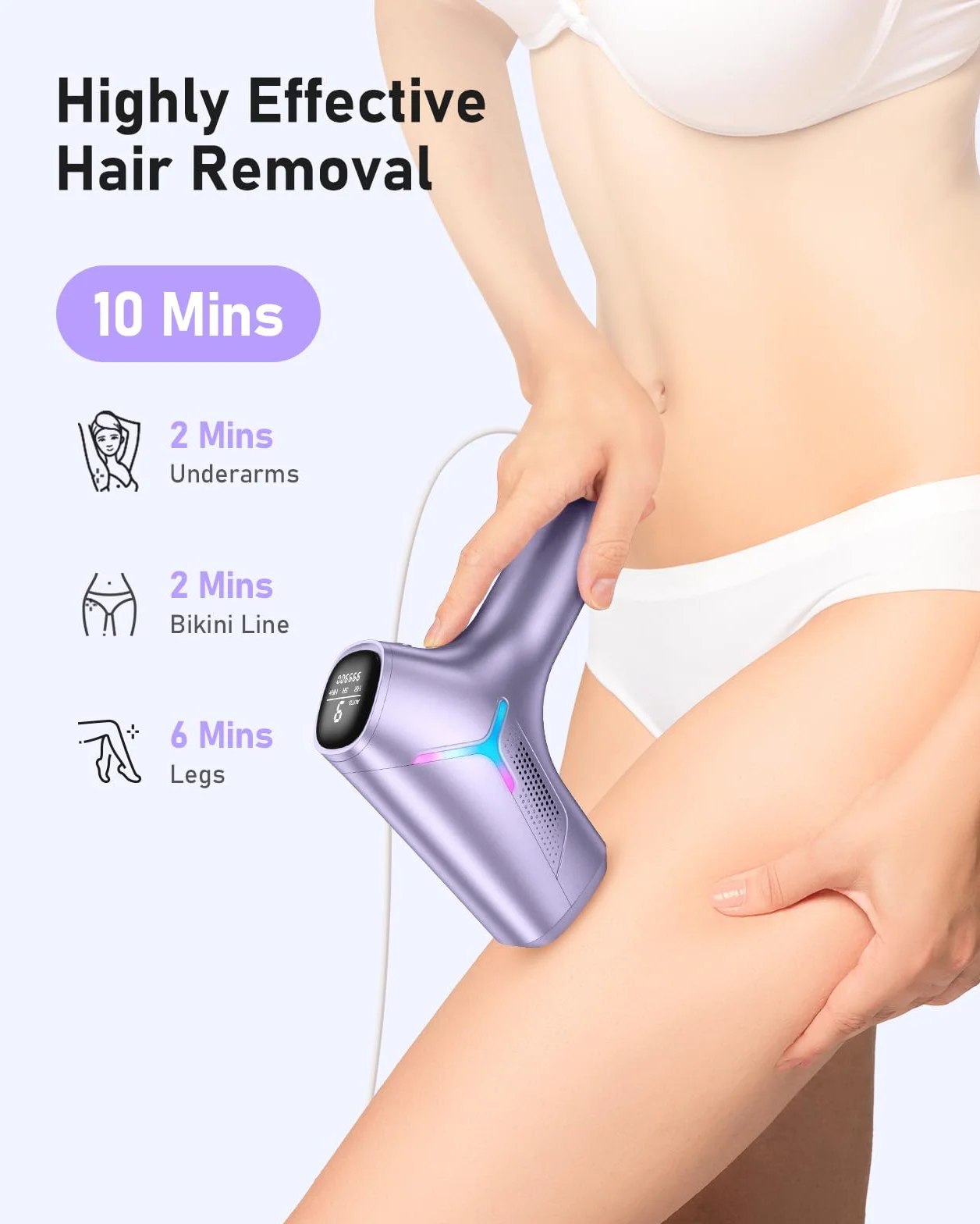 Depiladora Láser IPL Sin Dolor 22J Luz Pulsada IGBT para Cuerpo, Zona Bikini y Piel Sensible