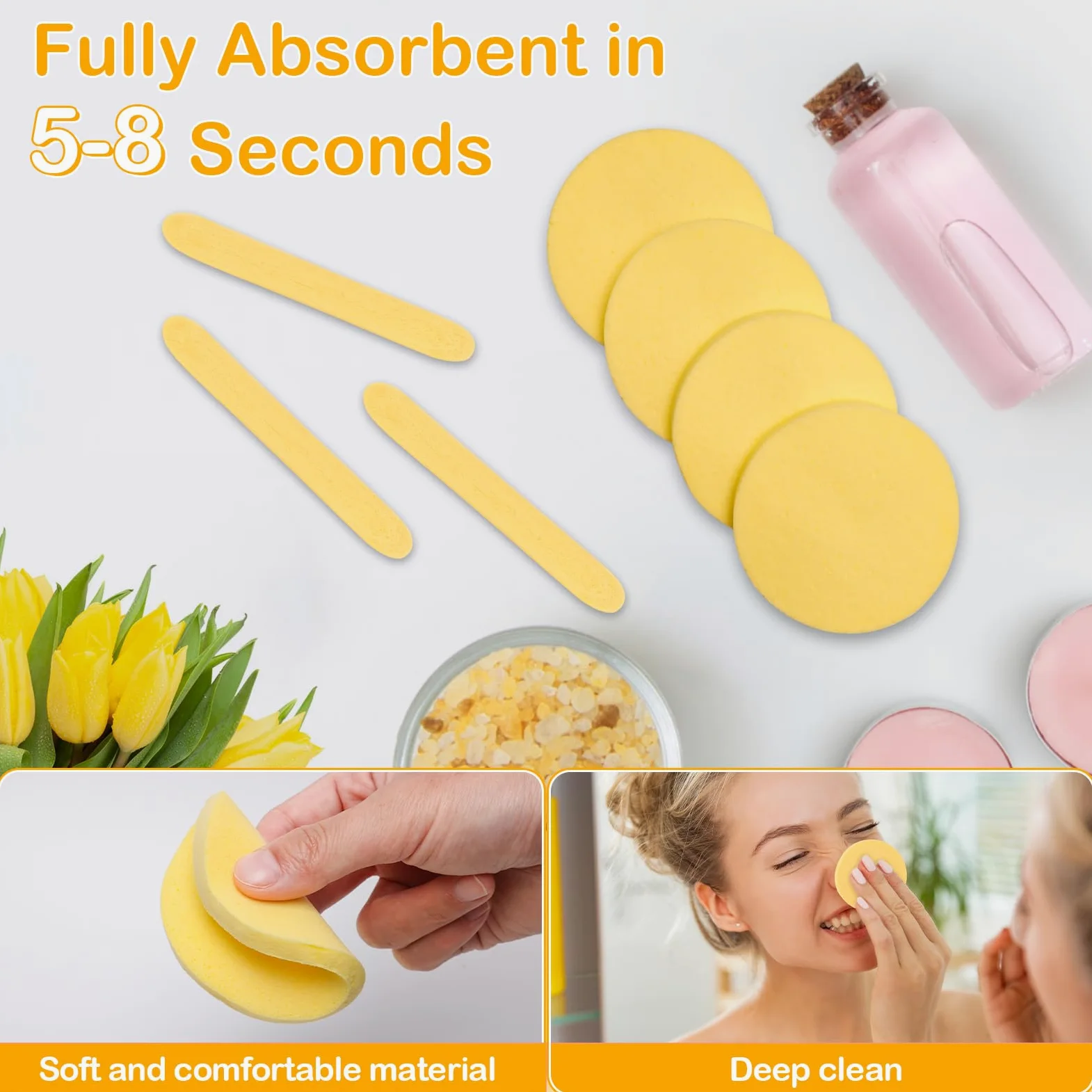 Luxiv - Esponjas faciales comprimidas, 240 + 1 unidad, esponja de cara redonda, esponjas profesionales comprimidas para eliminación de maquillaje para esteticistas, esponja facial, compresa,